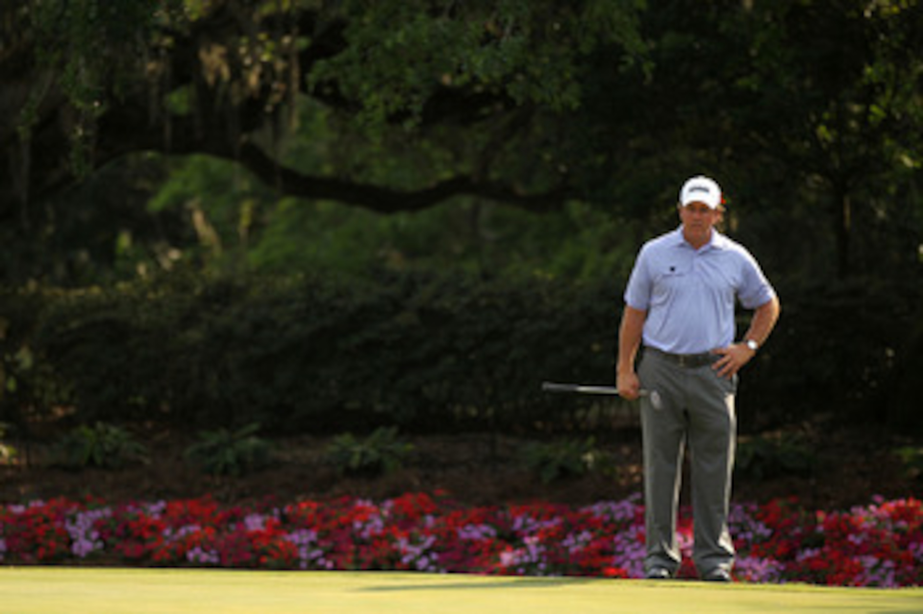 PONTE VEDRA BEACH, FL - MAY 13: Phil Mickelson looks on from the 14th green during the second round of THE PLAYERS Championship held at THE PLAYERS Stadium course at TPC Sawgrass on May 13, 2011 in Ponte Vedra Beach, Florida. (Photo by Mike Ehrmann/Gett PONTE VEDRA BEACH, FL - MAY 13: Phil Mickelson looks on from the 14th green during the second round of THE PLAYERS Championship held at THE PLAYERS Stadium course at TPC Sawgrass on May 13, 2011 in Ponte Vedra Beach, Florida. (Photo by Mike Ehrmann/Gett