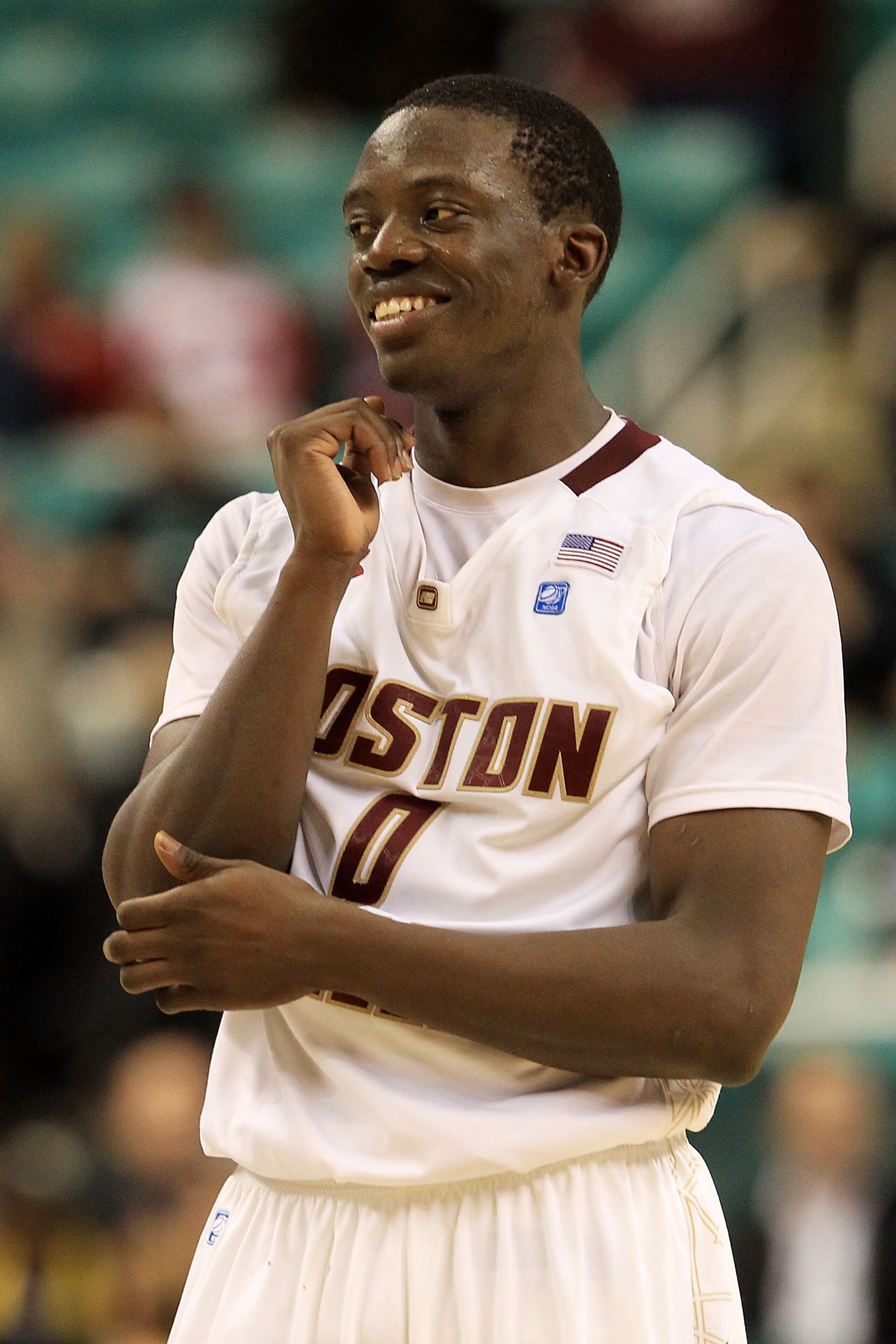 GREENSBORO, NC - MARCH 10:  Reggie Jackson #0 of the Boston College Eagles smiles during the second half of the game in the first round of the 2011 ACC men's basketball tournament at the Greensboro Coliseum on March 10, 2011 in Greensboro, North Carolina.