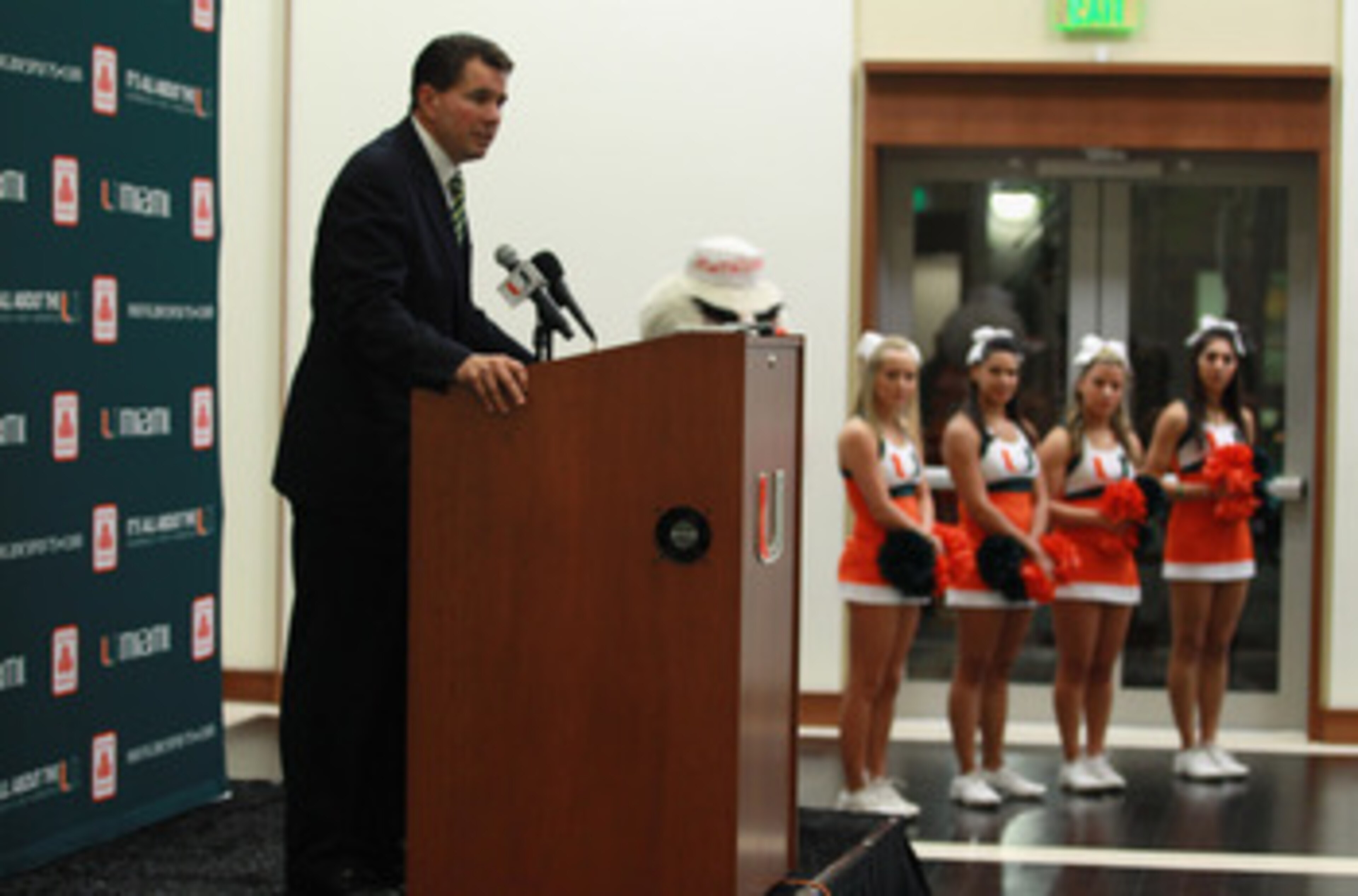 CORAL GABLES, FL - DECEMBER 13:  Former Temple University football coach Al Golden, 41, speaks to the media after being introduced as the new head coach at the University of Miami  on December 13, 2010 in Coral Gables, Florida.  Golden is replacing Randy 
