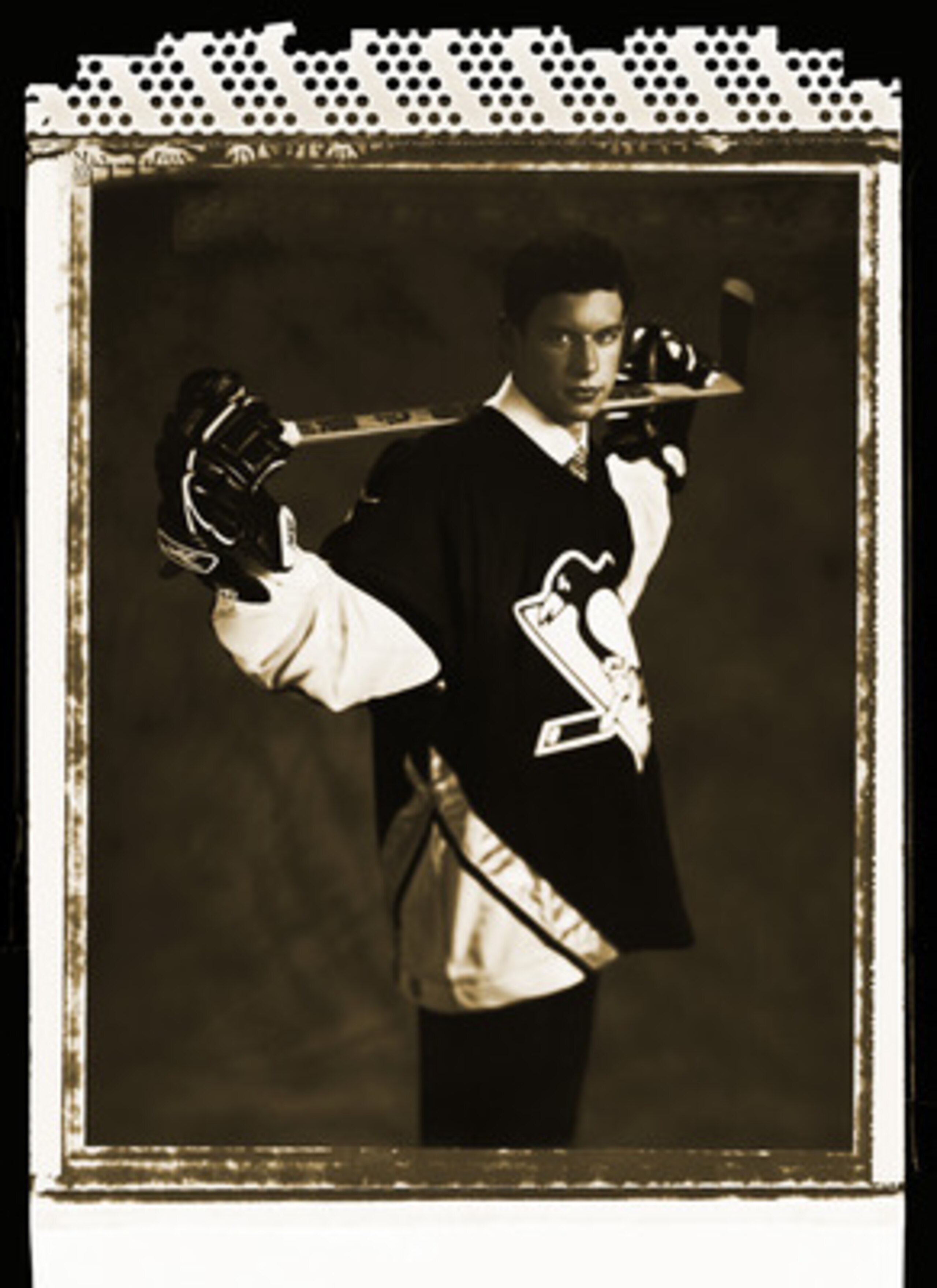 OTTAWA, CANADA - JULY 30:  Sidney Crosby of the Pittsburgh Penguins poses for a Polaroid Transfer portrait after being selected first overall during the NHL draft on July 30, 2005 at the Westin Hotel in Ottawa, Canada.  (Photo by Brian Bahr/Getty Images f