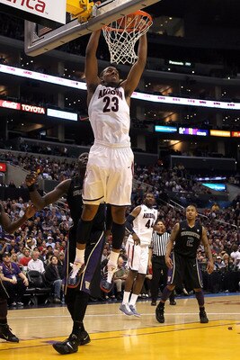 LOS ANGELES, CA - MARCH 12:  Derrick Williams #23 of the Arizona Wildcats dunks the ball in the second half while taking on the Washington Huskies in the championship game of the 2011 Pacific Life Pac-10 Men's Basketball Tournament at Staples Center on Ma