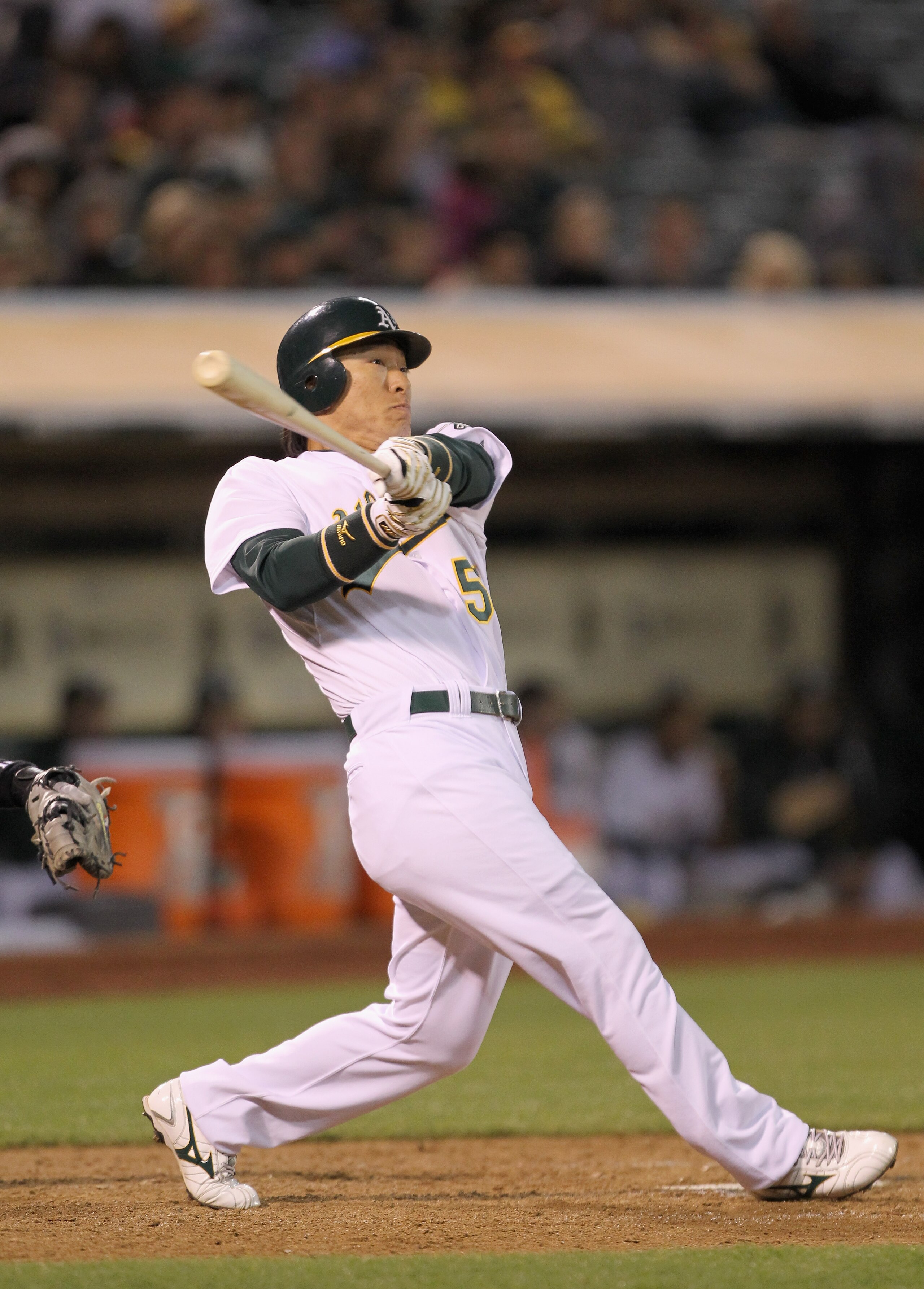 OAKLAND, CA - MAY 13:  Hideki Matsui #55 of the Oakland Athletics at bat against the Chicago White Sox at Oakland-Alameda County Coliseum on May 13, 2011 in Oakland, California.  (Photo by Ezra Shaw/Getty Images)