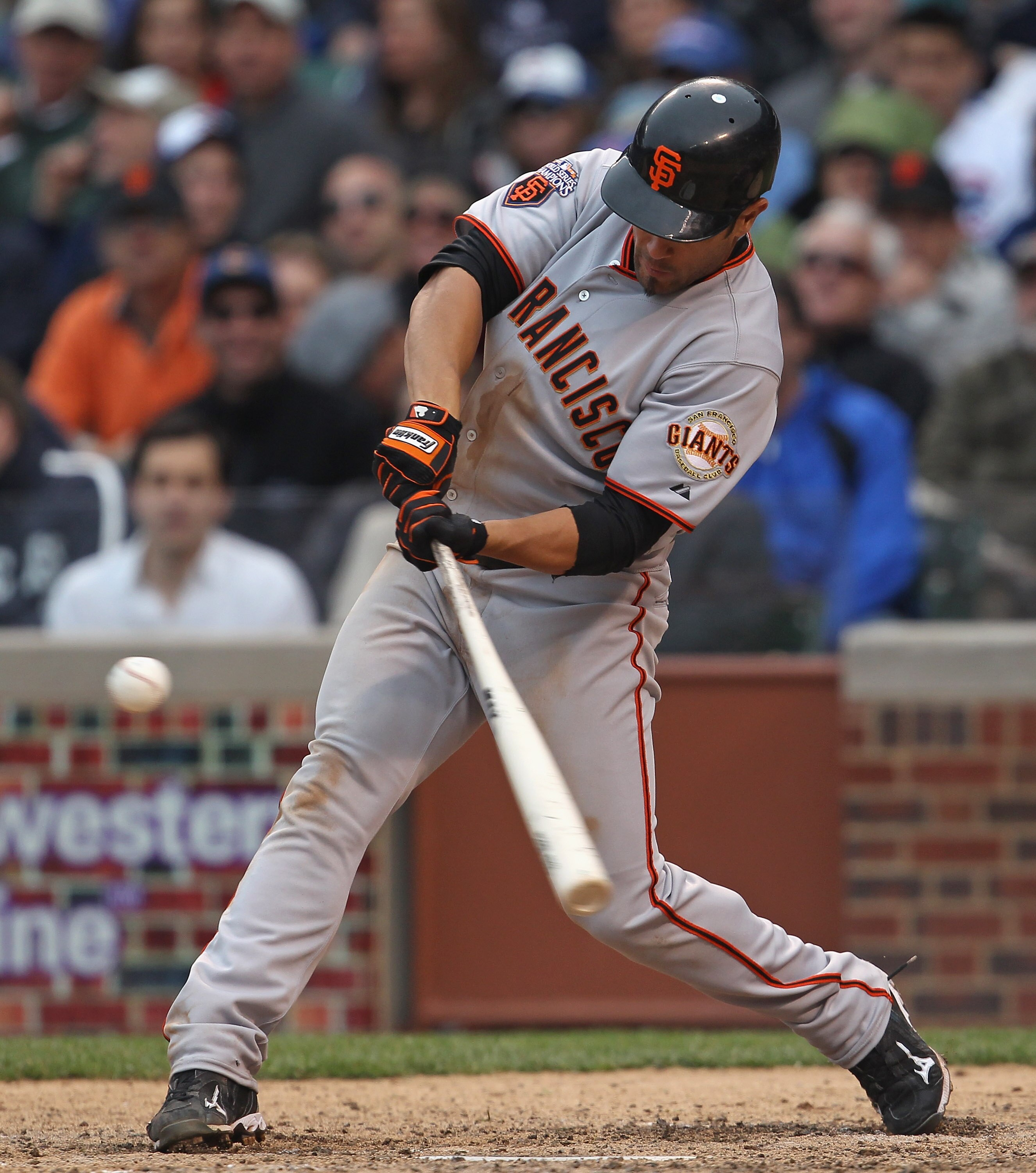CHICAGO, IL - MAY 13: Andres Torres #56 of the San Francisco Giants hits a triple in the 7th inning against the Chicago Cubs at Wrigley Field on May 13, 2011 in Chicago, Illinois.  The Cubs defeated the Giants 11-4. (Photo by Jonathan Daniel/Getty Images)