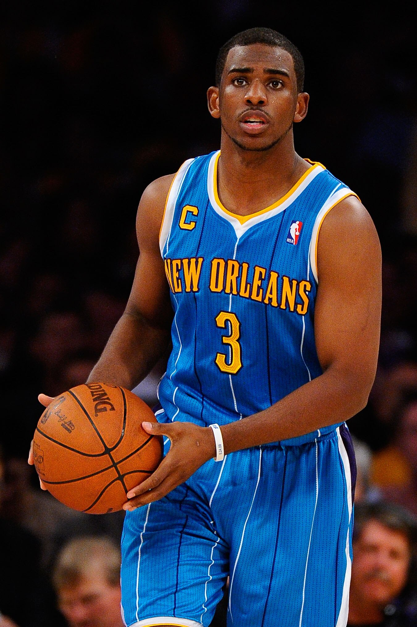 LOS ANGELES, CA - APRIL 20:  Chris Paul #3 of the New Orleans Hornets moves the ball while taking on the Los Angeles Lakers in Game Two of the Western Conference Quarterfinals in the 2011 NBA Playoffs on April 20, 2011 at Staples Center in Los Angeles, Ca