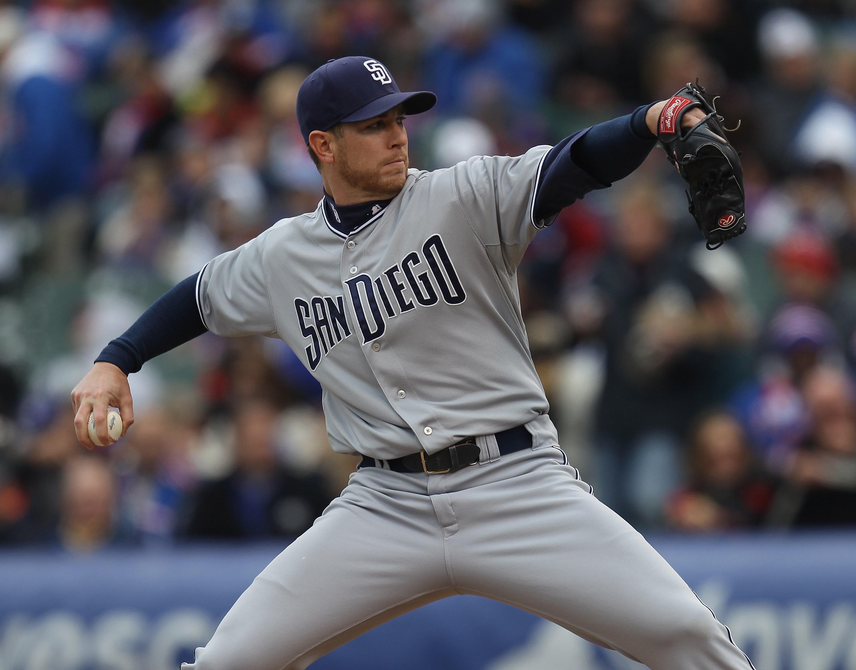 CHICAGO, IL - APRIL 20: Starting pitcher Dustin Moseley #26 of the San Diego Padres delivers the ball against the Chicago Cubs at Wrigley Field on April 20, 2011 in Chicago, Illinois. The Cubs defeated the Padres 2-1 in 11 innings. (Photo by Jonathan Dani