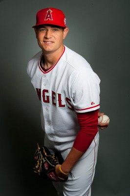 TEMPE, AZ - FEBRUARY 21: Garrett Richards #57 of the Los Angeles Angels of Anaheim poses during their photo day at Tempe Diablo Stadium on February 21, 2011 in Tempe, Arizona.  (Photo by Rob Tringali/Getty Images)