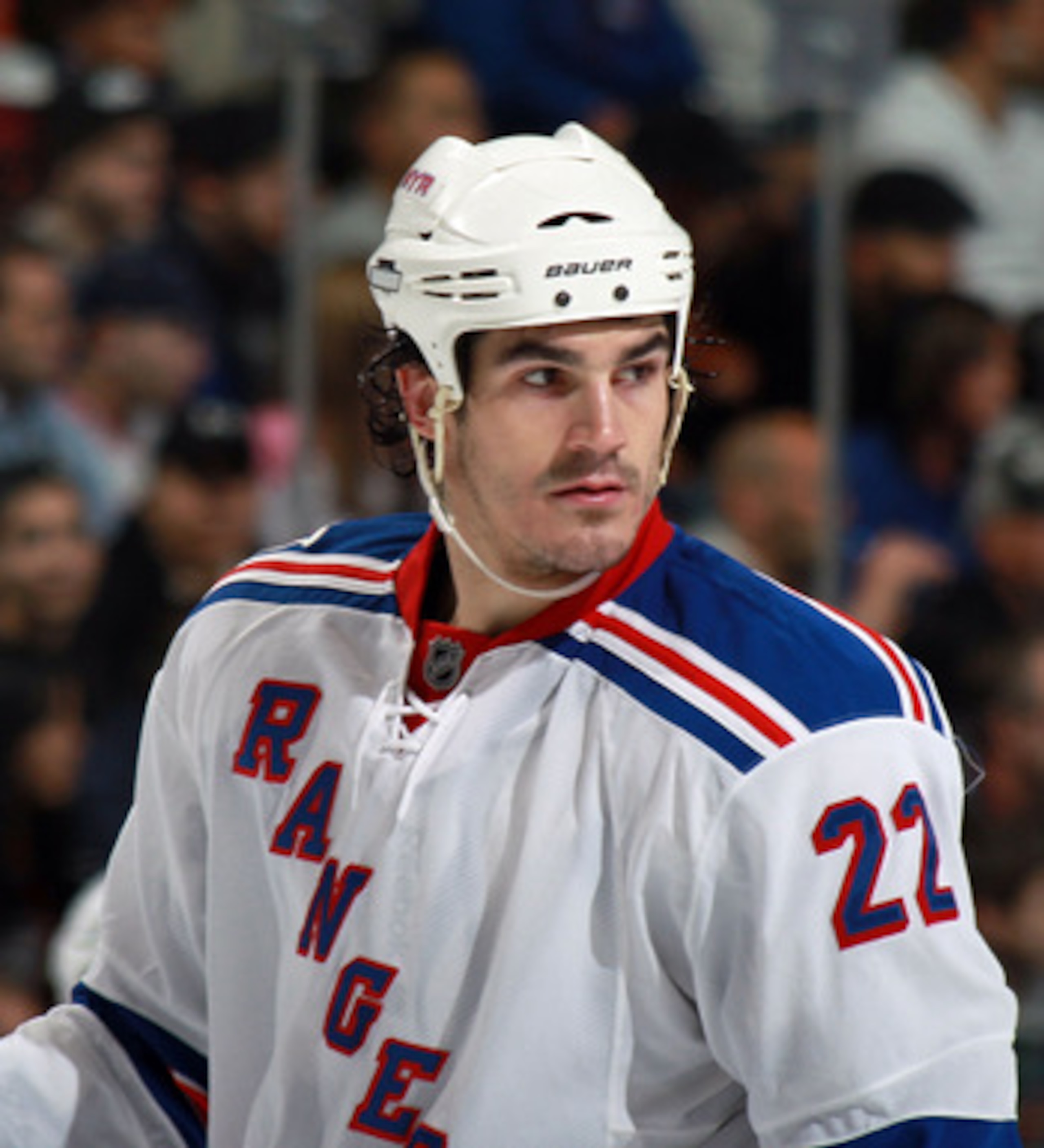 UNIONDALE, NY - MARCH 31:  Brian Boyle #22 of the New York Rangers skates against the New York Islanders at the Nassau Coliseum on March 31, 2011 in Uniondale, New York.  (Photo by Bruce Bennett/Getty Images)
