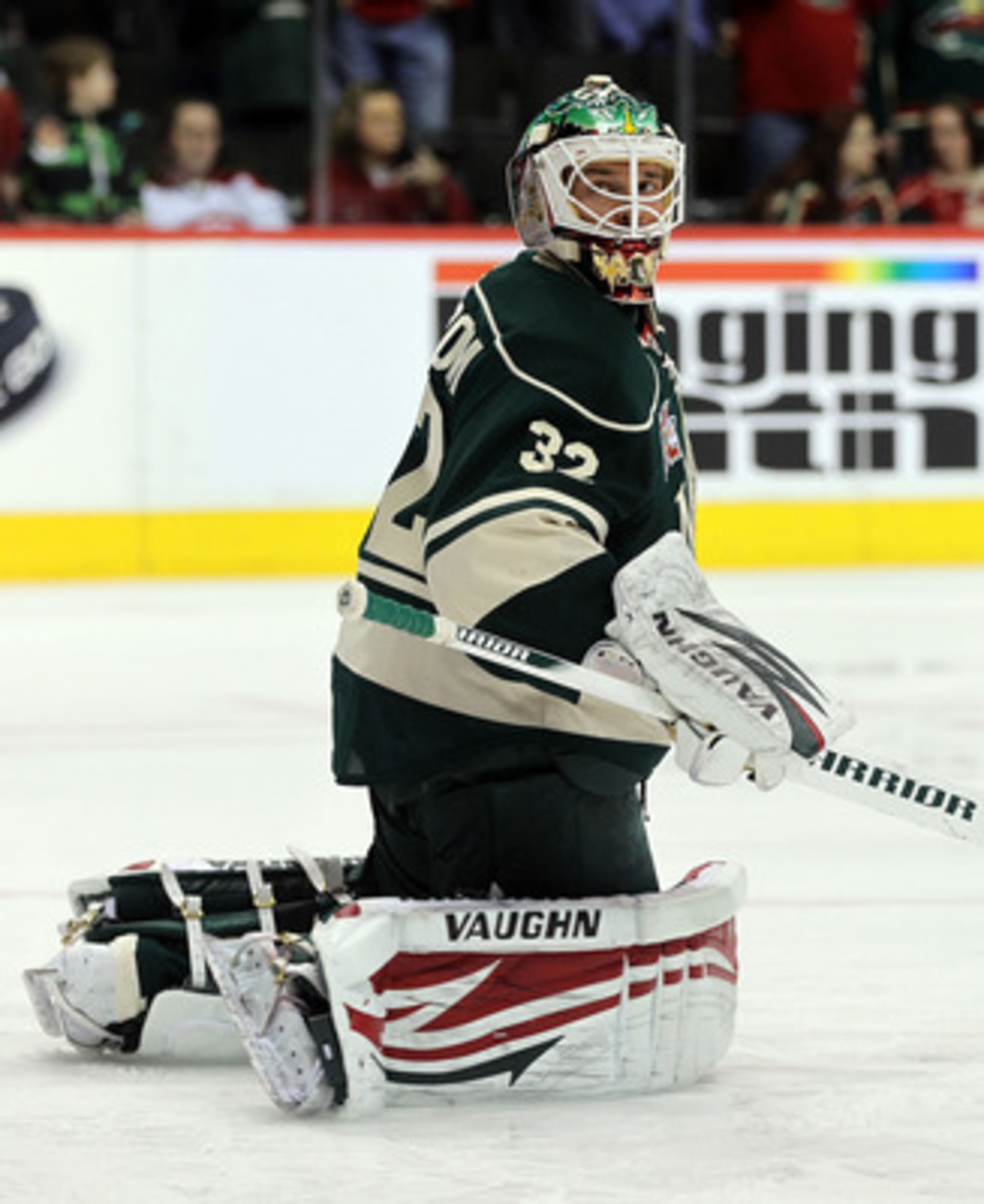 ST PAUL, MN - MARCH 22:  Niklas Backstrom #32 of the Minnesota Wild skates in warmups prior to the game against the Toronto Maple Leafs at the Xcel Energy Center on March 22, 2011 in St Paul, Minnesota.  (Photo by Bruce Bennett/Getty Images)
