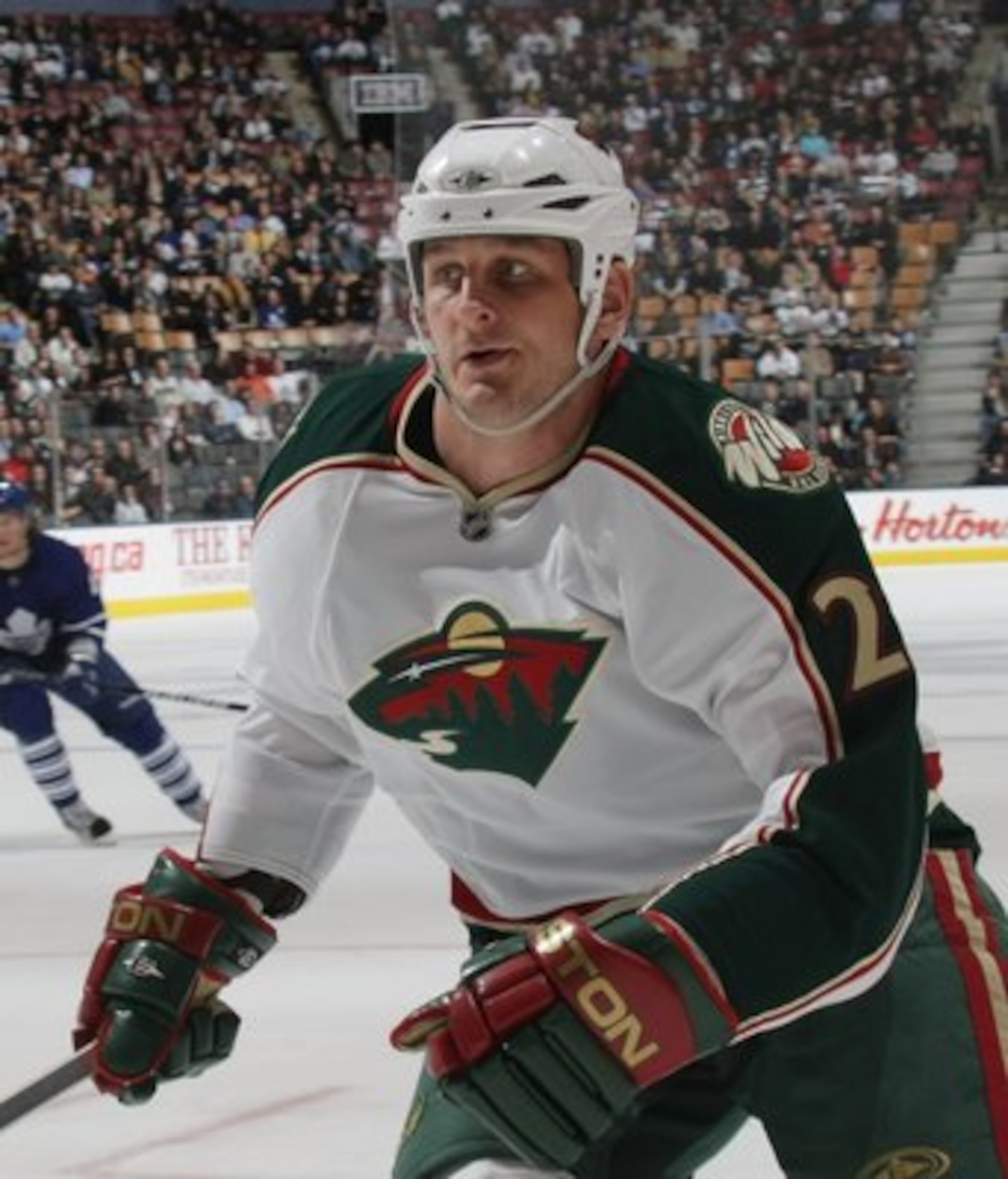 TORONTO, ON - NOVEMBER 10: Derek Boogaard #24 of the Minnesota Wild skates against the Toronto Maple Leafs at the Air Canada Centre on November 10, 2009 in Toronto, Canada. (Photo by Bruce Bennett/Getty Images)