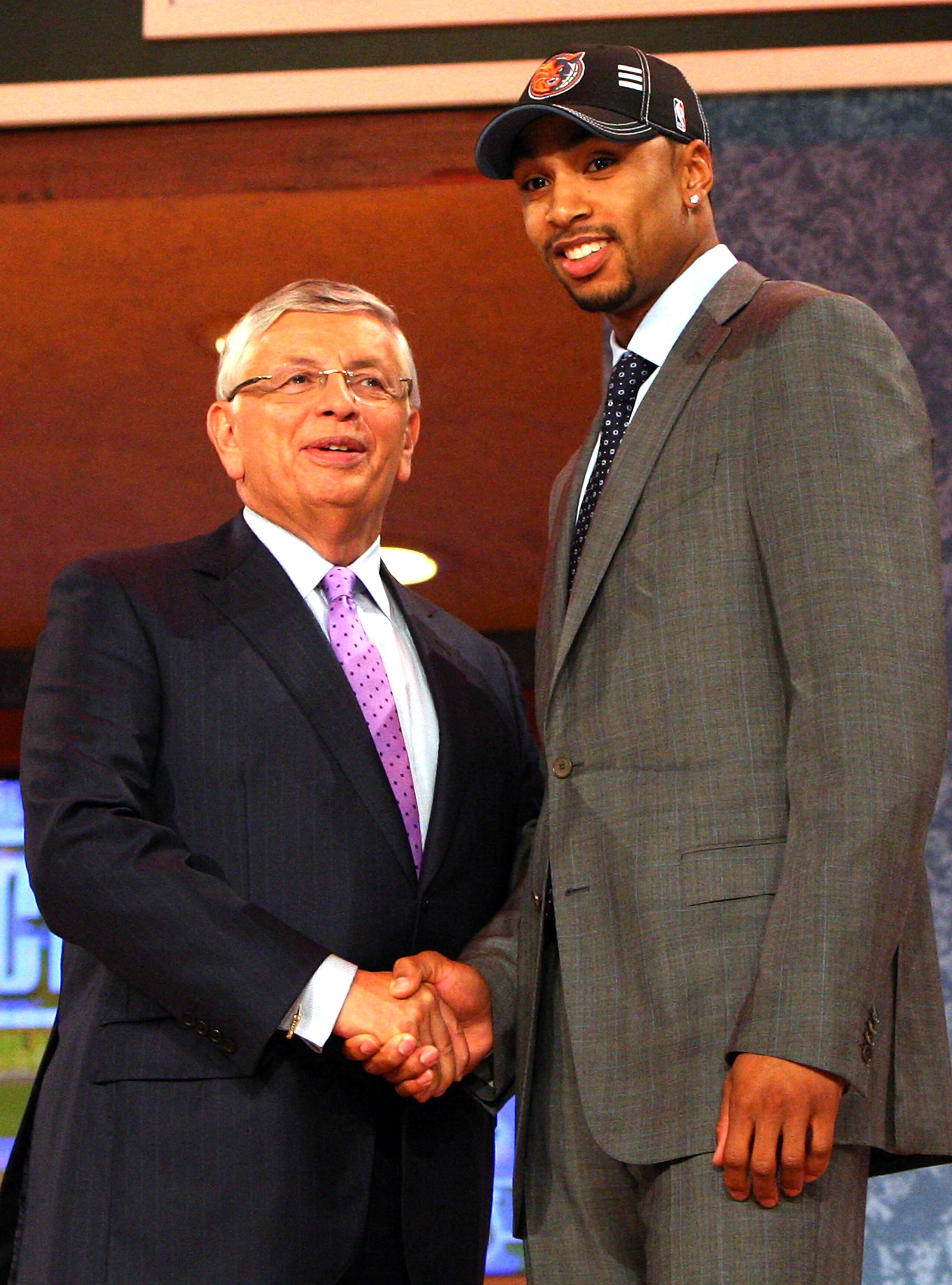 NEW YORK - JUNE 25:  NBA Commissioner David Stern poses for a photograph with the twelfth overall draft pick by the Charlotte Bobcats, Gerald Henderson during the 2009 NBA Draft at the Wamu Theatre at Madison Square Garden June 25, 2009 in New York City.