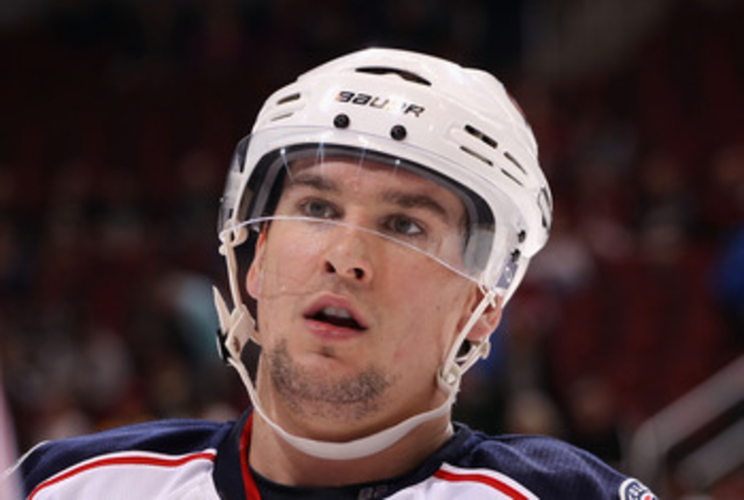 GLENDALE, AZ - MARCH 24:  Scottie Upshall #9 of the Columbus Blue Jackets during the NHL game against the Phoenix Coyotes at Jobing.com Arena on March 24, 2011 in Glendale, Arizona.  The Coyotes defeated the Blue Jackets 3-0.  (Photo by Christian Petersen