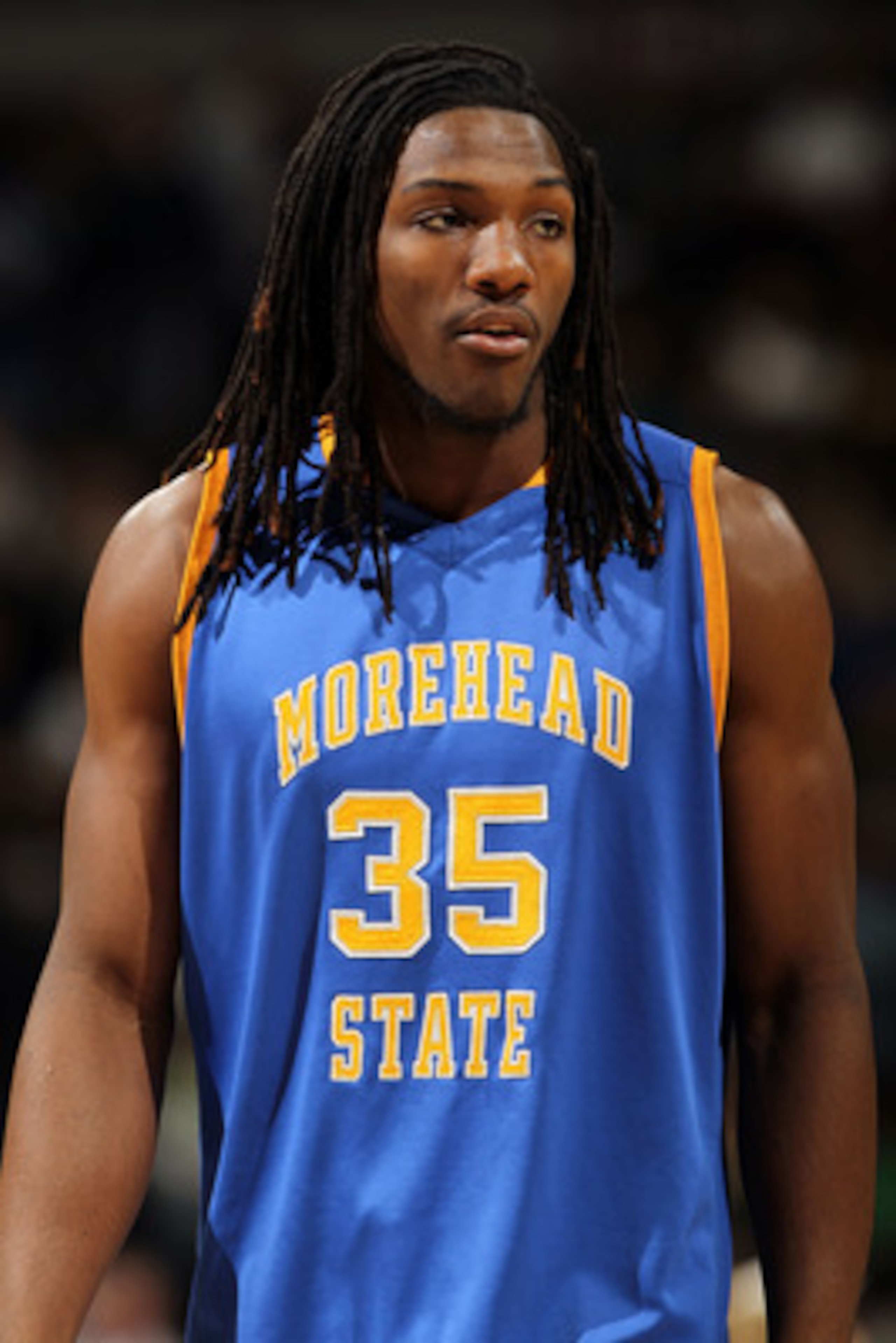 DENVER, CO - MARCH 17:  Kenneth Faried #35 of the Morehead State Eagles looks on during the second round of the 2011 NCAA men's basketball tournament at Pepsi Center on March 17, 2011 in Denver, Colorado.  (Photo by Doug Pensinger/Getty Images)