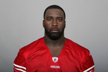 SAN FRANCISCO, CA - CIRCA 2010: In this handout image provided by the NFL, Aubrayo Franklin of the San Francisco 49ers poses for his NFL headshot circa 2010 in San Francisco, California. (Photo by NFL via Getty Images)