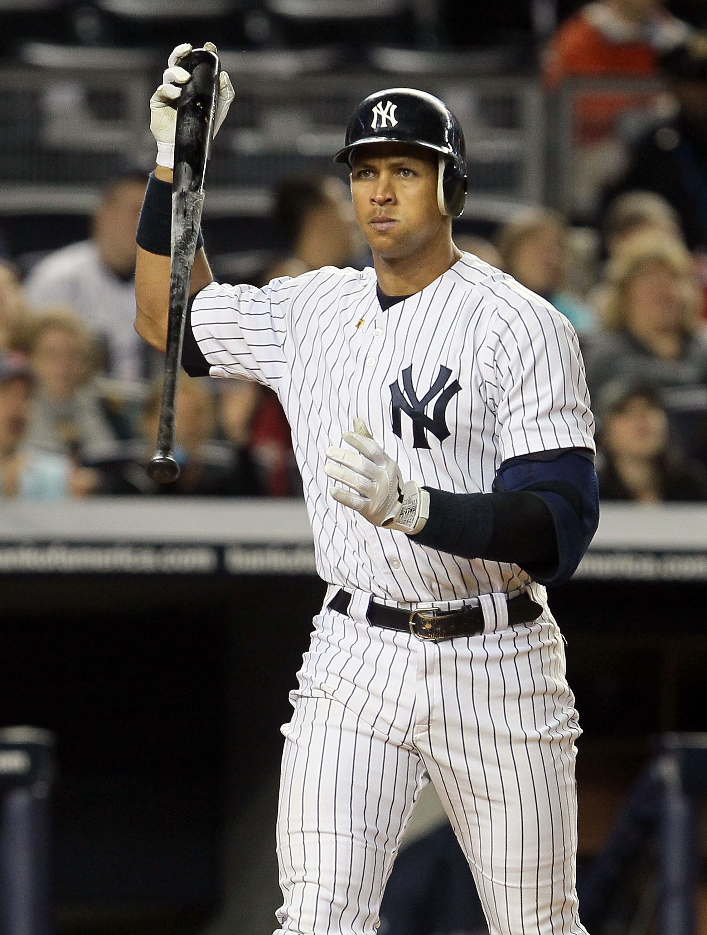 NEW YORK, NY - MAY 14:  Alex Rodriguez #13 of the New York Yankees strikes out to end the third inning against the Boston Red Sox heads back to the dugout on May 14, 2011 at Yankee Stadium in the Bronx borough of New York City.  (Photo by Jim McIsaac/Gett