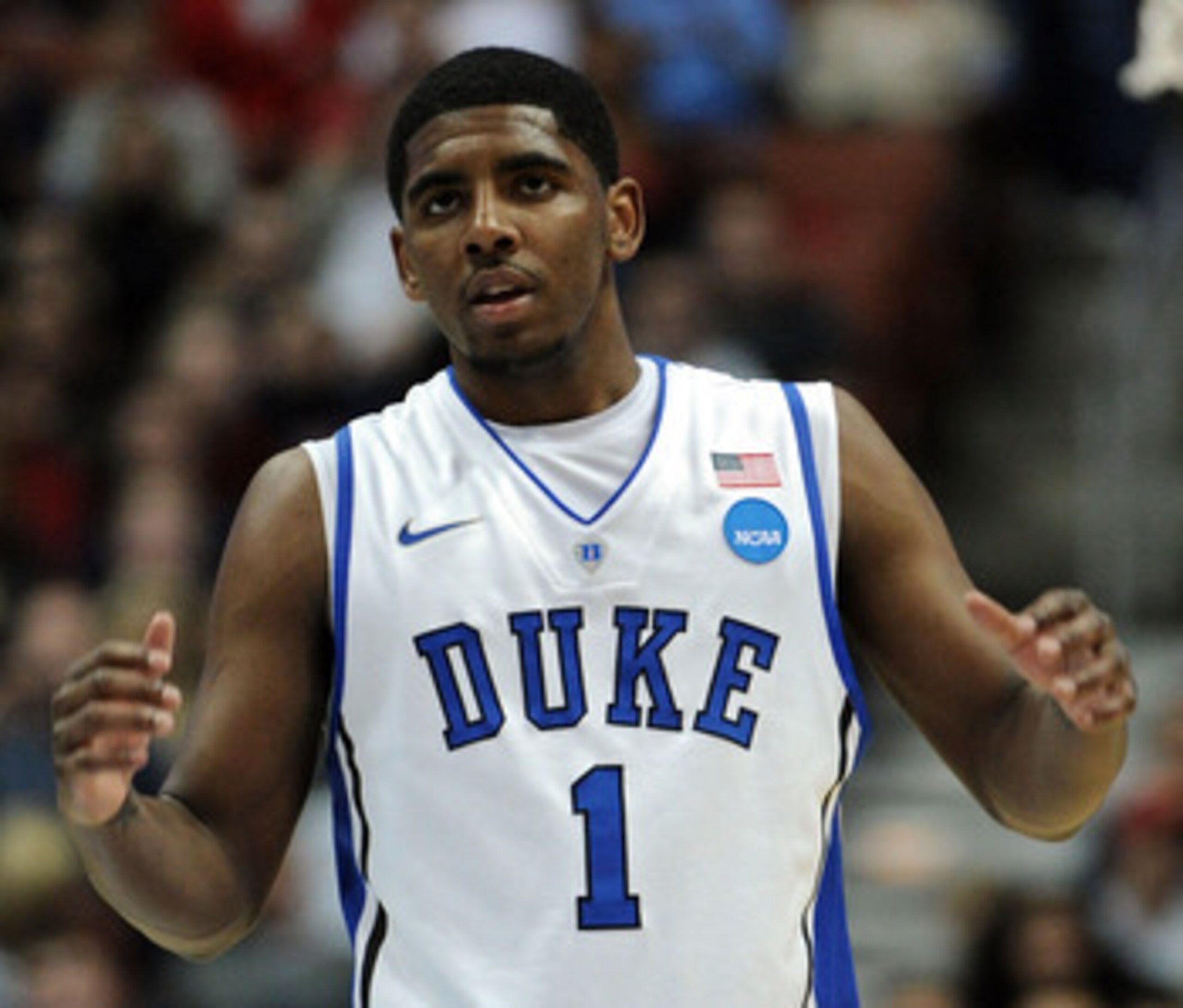 ANAHEIM, CA - MARCH 24:  Kyrie Irving #1 of the Duke Blue Devils looks on against the Arizona Wildcats during the west regional semifinal of the 2011 NCAA men's basketball tournament at the Honda Center on March 24, 2011 in Anaheim, California.  (Photo by