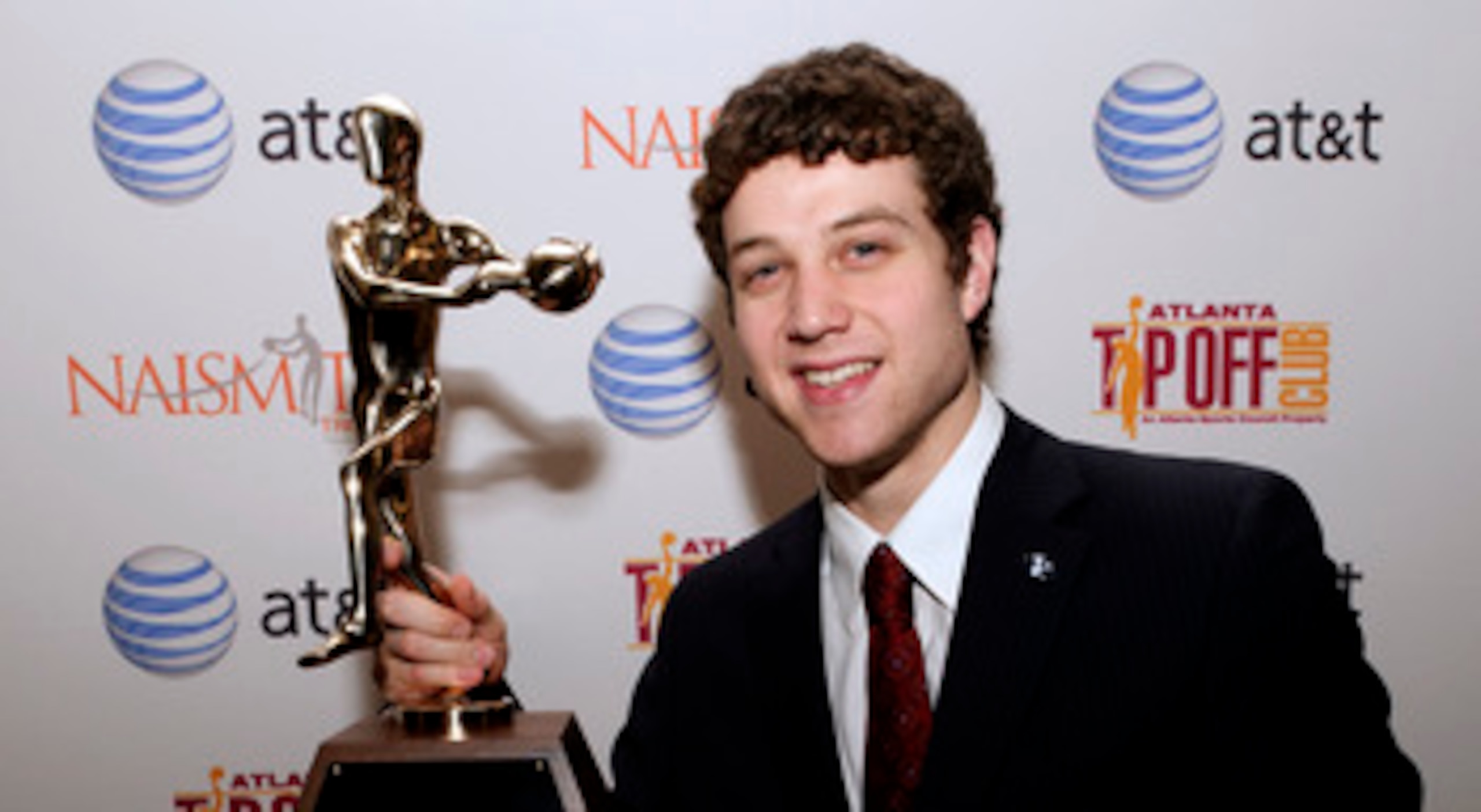 HOUSTON - APRIL 03:  Jimmer Fredette of BYU received the 2011 Naismith Trophy Presented by AT&T at the NABC Guardians of the Game Awards Program on April 3, 2011 in Houston, Texas.  (Photo by Bob Levey/Getty Images)