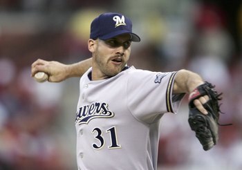 ST. LOUIS, MISSOURI - APRIL 12:  David Bush #31 of the Milwaukee Brewers delivers a pitch against the St. Louis Cardinals in the 1st inning on April 12, 2006 at the Busch Stadium in St. Louis, Missouri.  (Photo by Elsa/Getty Images)