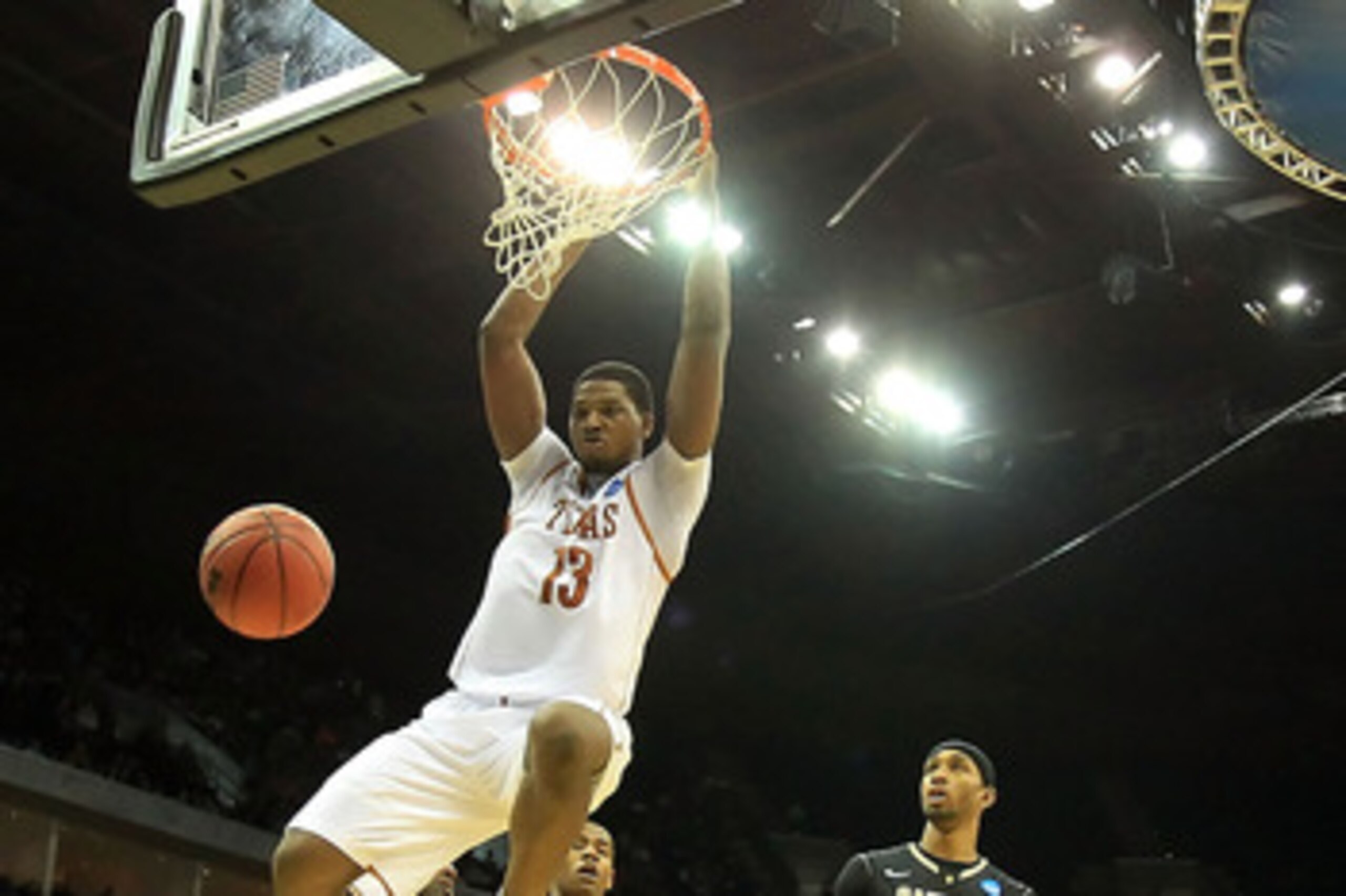 TULSA, OK - MARCH 18:  Tristan Thompson #13 of the Texas Longhorns dunks the ball against the Oakland Golden Grizzlies during the second round of the 2011 NCAA men's basketball tournament at BOK Center on March 18, 2011 in Tulsa, Oklahoma.  (Photo by Rona