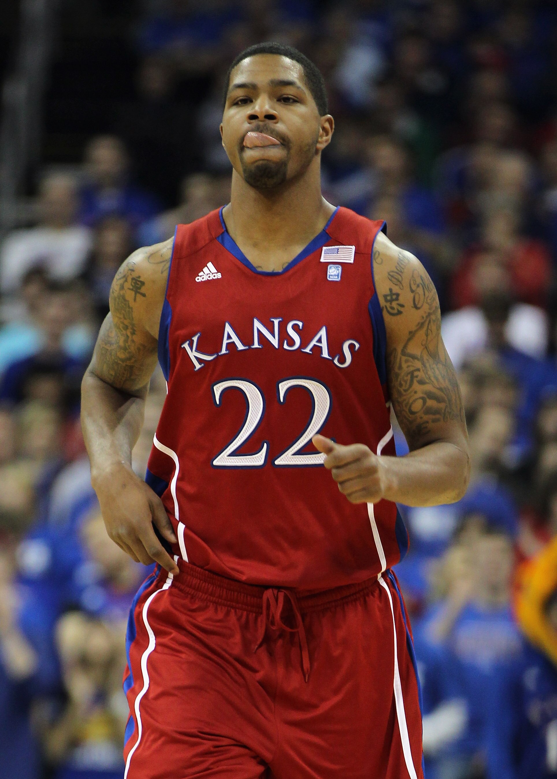 KANSAS CITY, MO - DECEMBER 11:  Marcus Morris #22 of the Kansas Jayhawks in action during the game against the Colorado State Rams on December 11, 2010 at the Sprint Center in Kansas City, Missouri.  (Photo by Jamie Squire/Getty Images)