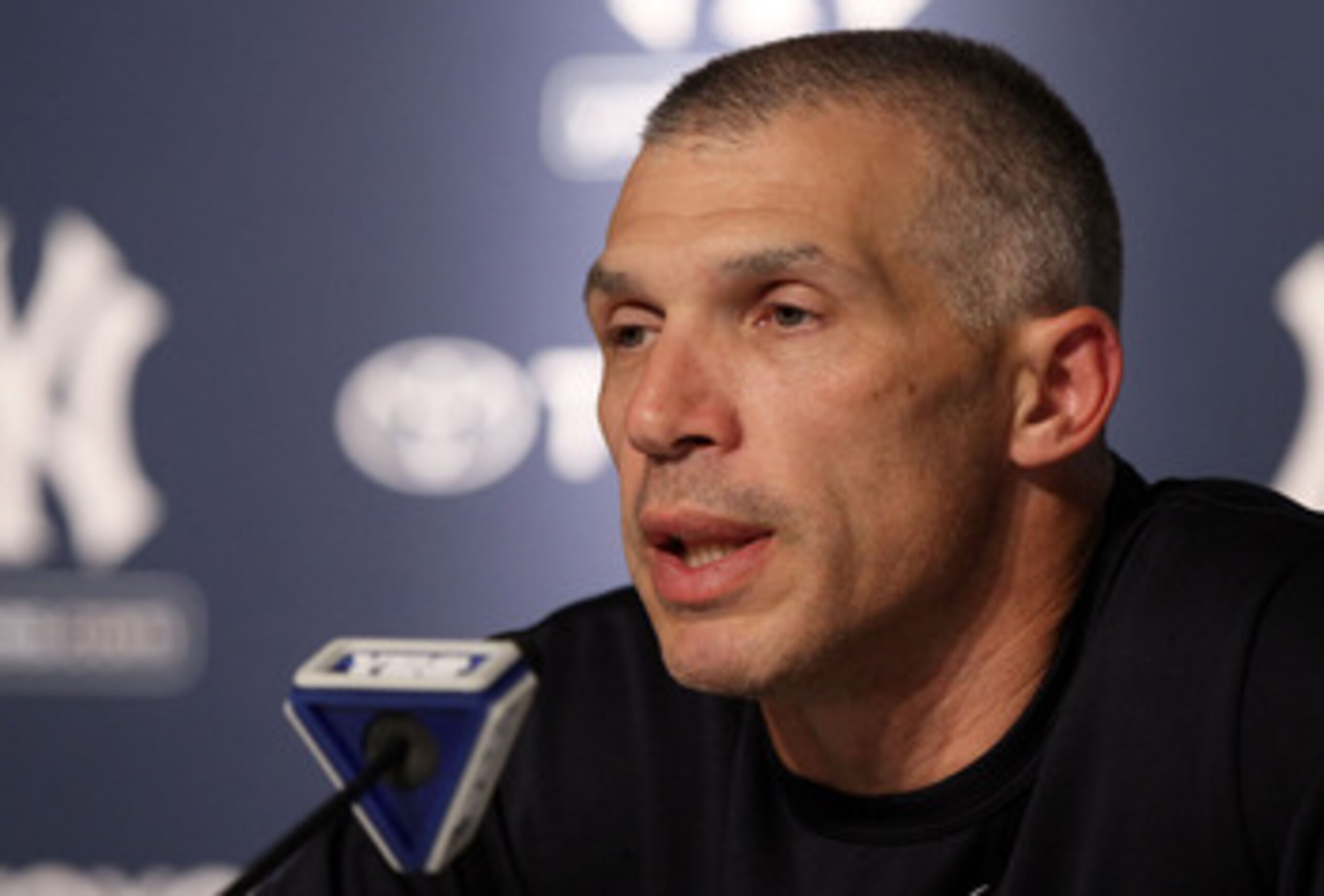 NEW YORK, NY - MAY 14:  Manager Joe Girardi of the New York Yankees speaks to the media after their game against the Boston Red Sox on May 14, 2011 at Yankee Stadium in the Bronx borough of New York City.  (Photo by Jim McIsaac/Getty Images)
