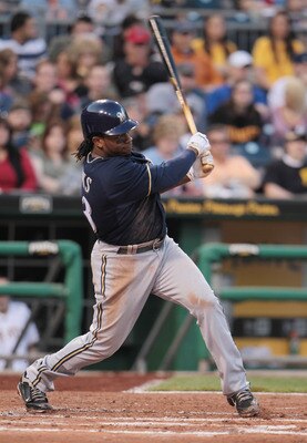PITTSBURGH, PA - APRIL 14:  Rickie Weeks #23 of the Milwaukee Brewers at home plate during their game against the Pittsburgh Pirates at PNC Park on April 14, 2011 in Pittsburgh, Pennsylvania.  (Photo by Scott Halleran/Getty Images)