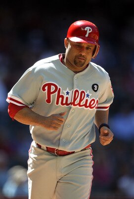 PHOENIX, AZ - APRIL 27:  Placido Polanco #27 of the Philadelphia Phillies scores a run against the Arizona Diamondbacks during the Major League Baseball game at Chase Field on April 27, 2011 in Phoenix, Arizona.  The Phillies defeated the Diamondbacks 8-4