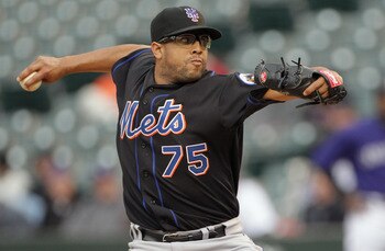DENVER, CO - MAY 12:  Pitcher Francisco Rodriguez #75 of the New York Mets works against the Colorado Rockies in the ninth inning at Coors Field on May 12, 2011 in Denver, Colorado. The Mets defeated the Rockies 9-5.  (Photo by Doug Pensinger/Getty Images