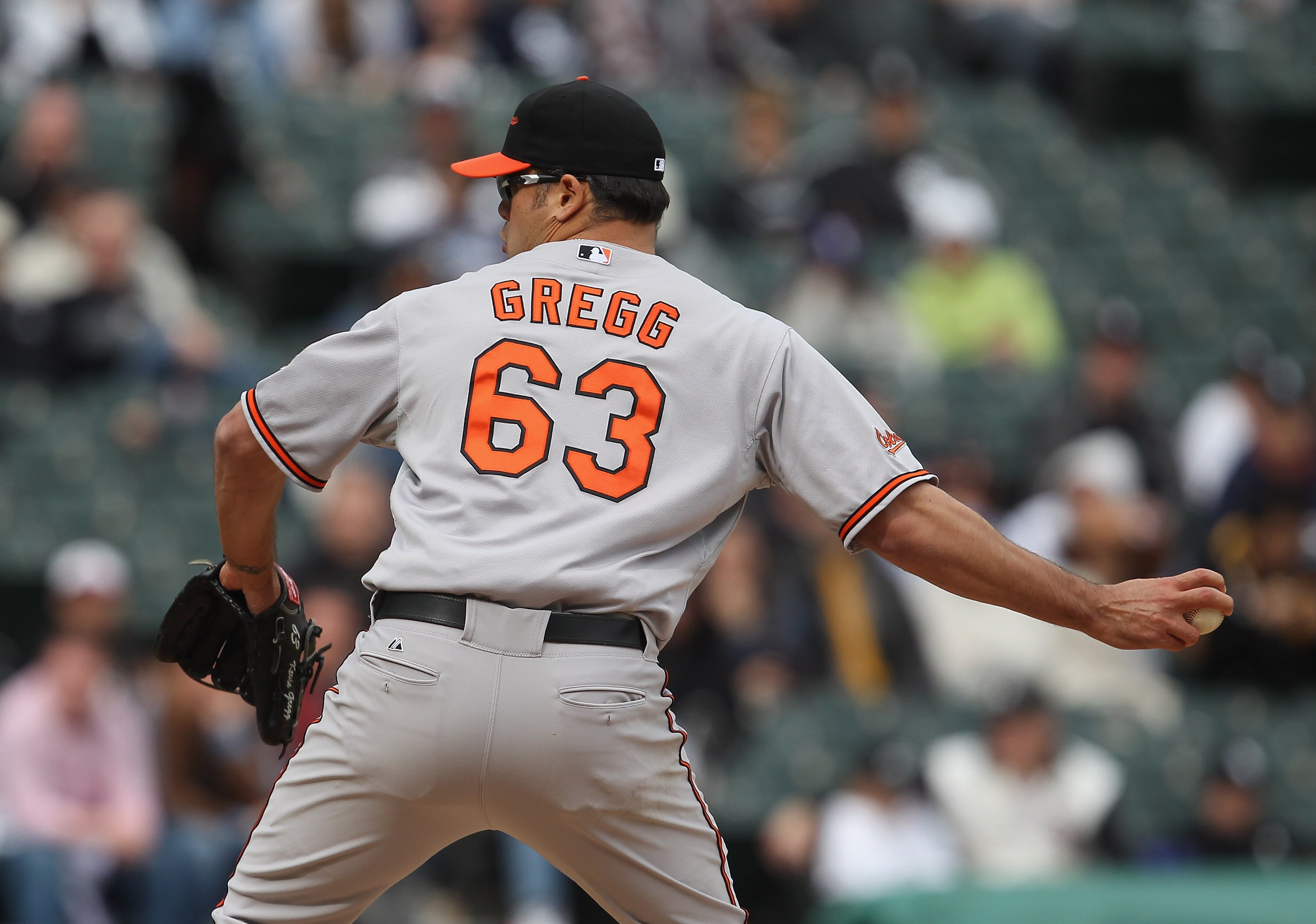CHICAGO, IL - MAY 01: Kevin Gregg #63 of the Baltimore Orioles pitches in the 9th inning against the Chicago White Sox at U.S. Cellular Field on May 1, 2011 in Chicago, Illinois. The Orioles defeated the White Sox 6-4. (Photo by Jonathan Daniel/Getty Imag