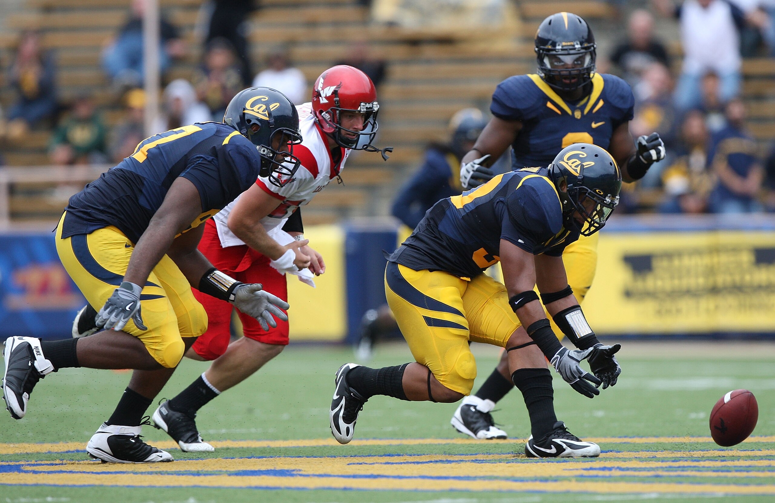 BERKELEY, CA - SEPTEMBER 12: Mychal Kendricks #30 of the California Golden Bears picks up a fumble for 45 yards against the Eastern Washington Eagles at Memorial Stadium on September 12, 2009 in Berkeley, California. (Photo by Jed Jacobsohn/Getty Images BERKELEY, CA - SEPTEMBER 12: Mychal Kendricks #30 of the California Golden Bears picks up a fumble for 45 yards against the Eastern Washington Eagles at Memorial Stadium on September 12, 2009 in Berkeley, California. (Photo by Jed Jacobsohn/Getty Images