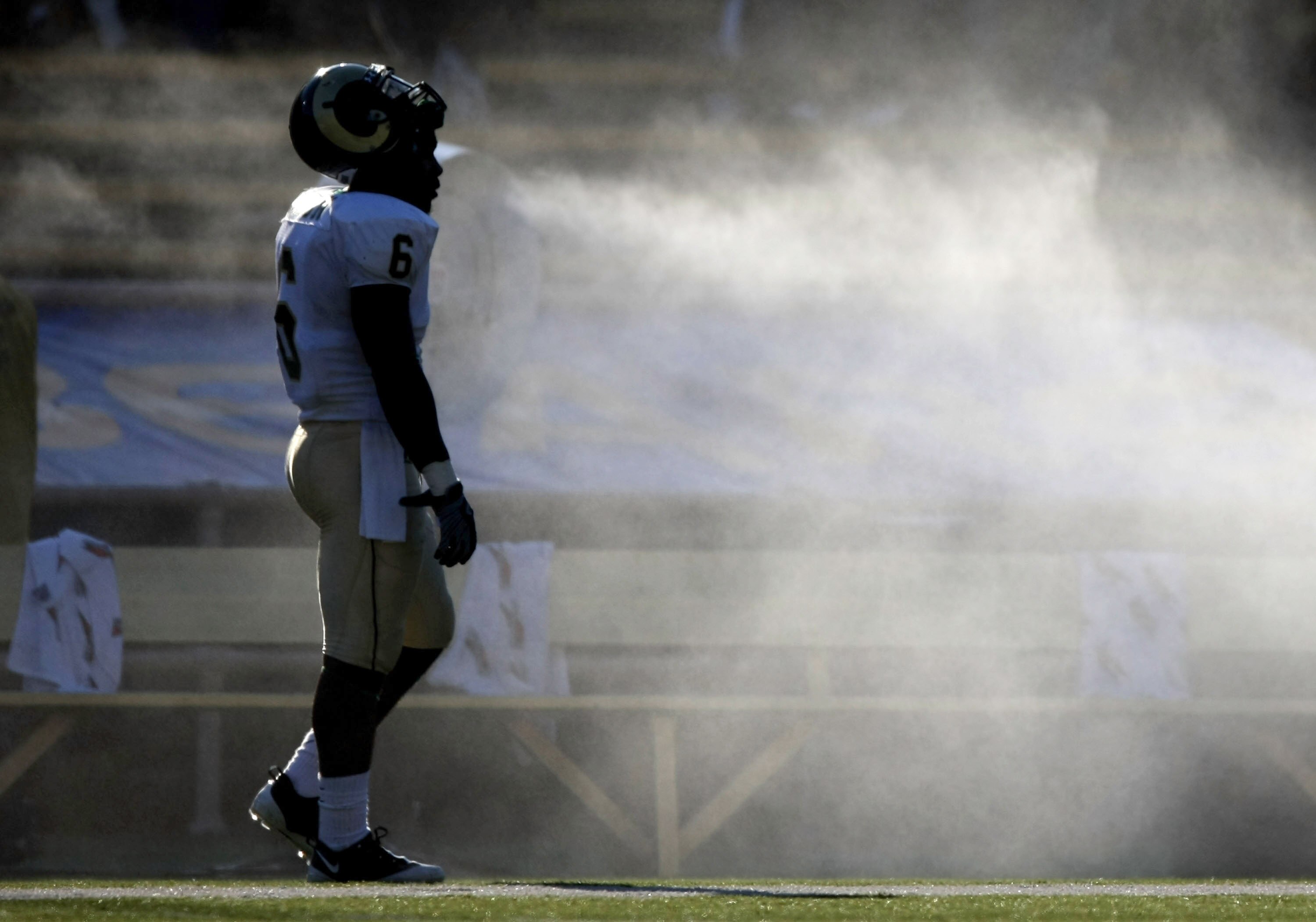 BERKELEY, CA - SEPTEMBER 27: Mychal Sisson #6 of the Colorado State Rams looks on in the second half against the California Golden Bears during an NCAA football game on September 27, 2008 at Memorial Stadium in Berkeley, California.  (Photo by Jed Jacobso