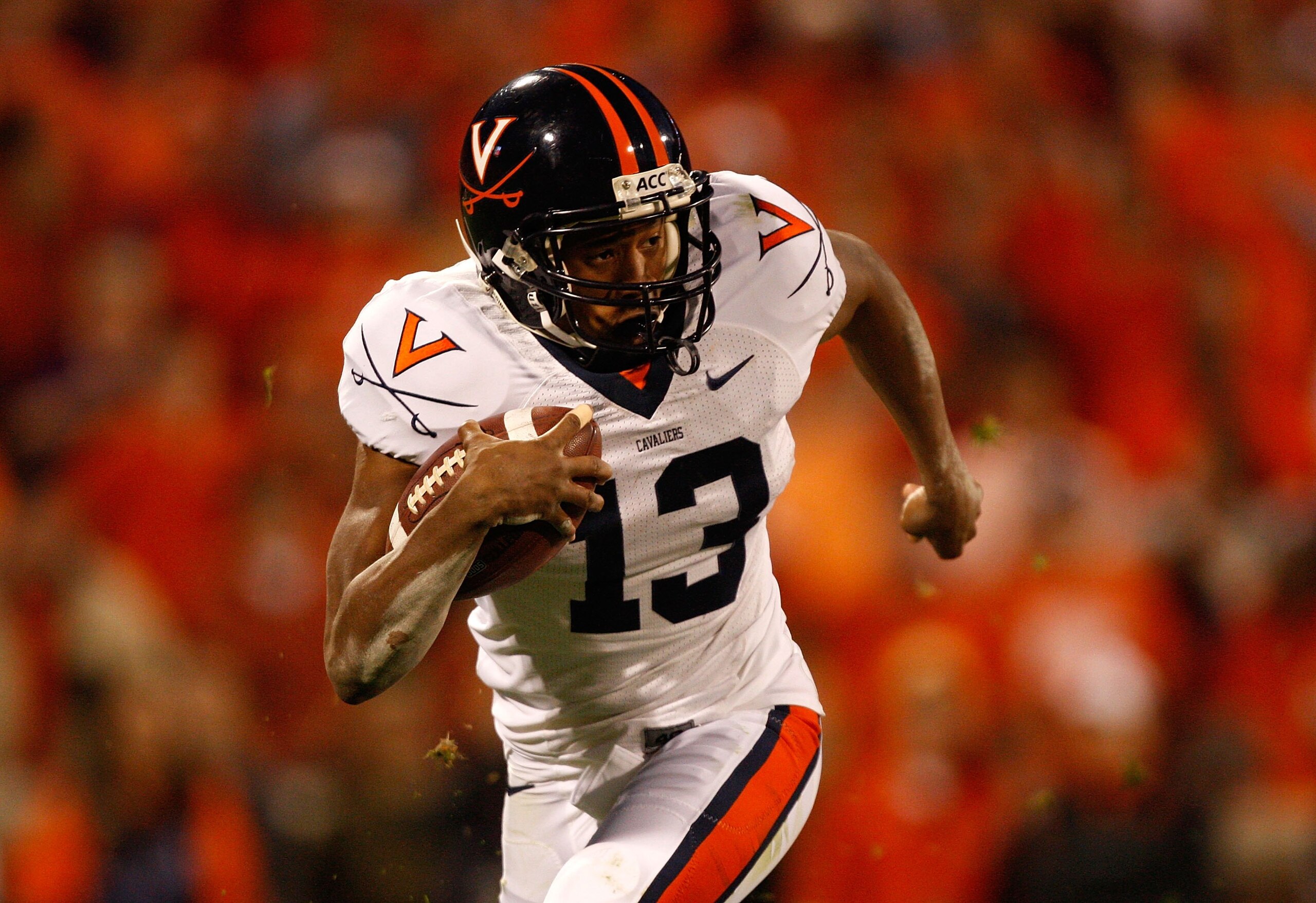 CLEMSON, SC - NOVEMBER 21: Chase Minnifield #13 of the Virginia Cavaliers runs with the ball during the game against the Clemson Tigers at Memorial Stadium on November 21, 2009 in Clemson, South Carolina. (Photo by Streeter Lecka/Getty Images) CLEMSON, SC - NOVEMBER 21: Chase Minnifield #13 of the Virginia Cavaliers runs with the ball during the game against the Clemson Tigers at Memorial Stadium on November 21, 2009 in Clemson, South Carolina. (Photo by Streeter Lecka/Getty Images)
