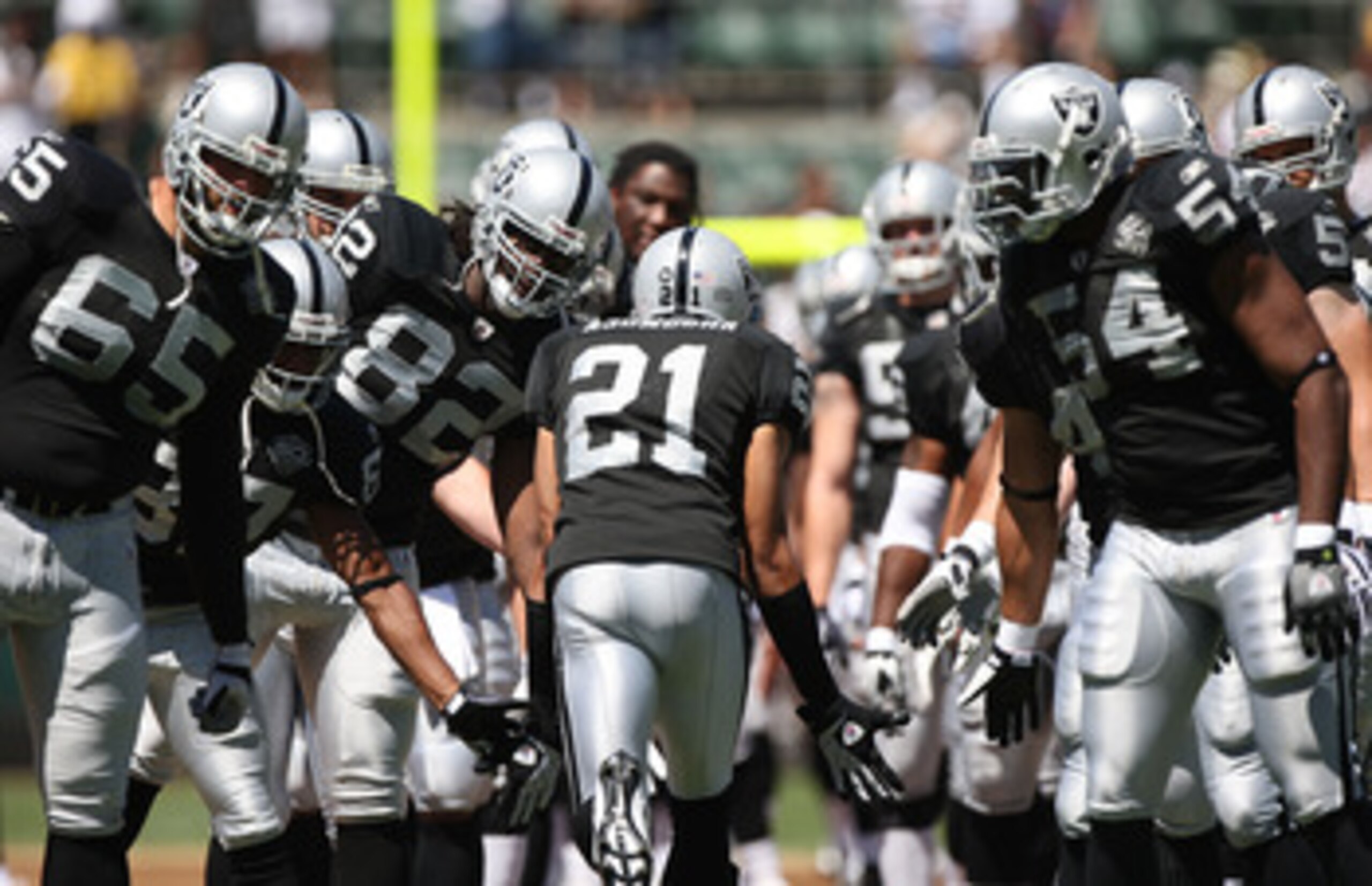 OAKLAND, CA - AUGUST 29: Nnamdi Asomugha #21 of the Oakland Raiders is introduced against the New Orleans Saints during an NFL preseason game at Oakland-Alameda County Coliseum on August 29, 2009 in Oakland, California. (Photo by Jed Jacobsohn/Getty Ima OAKLAND, CA - AUGUST 29: Nnamdi Asomugha #21 of the Oakland Raiders is introduced against the New Orleans Saints during an NFL preseason game at Oakland-Alameda County Coliseum on August 29, 2009 in Oakland, California. (Photo by Jed Jacobsohn/Getty Ima