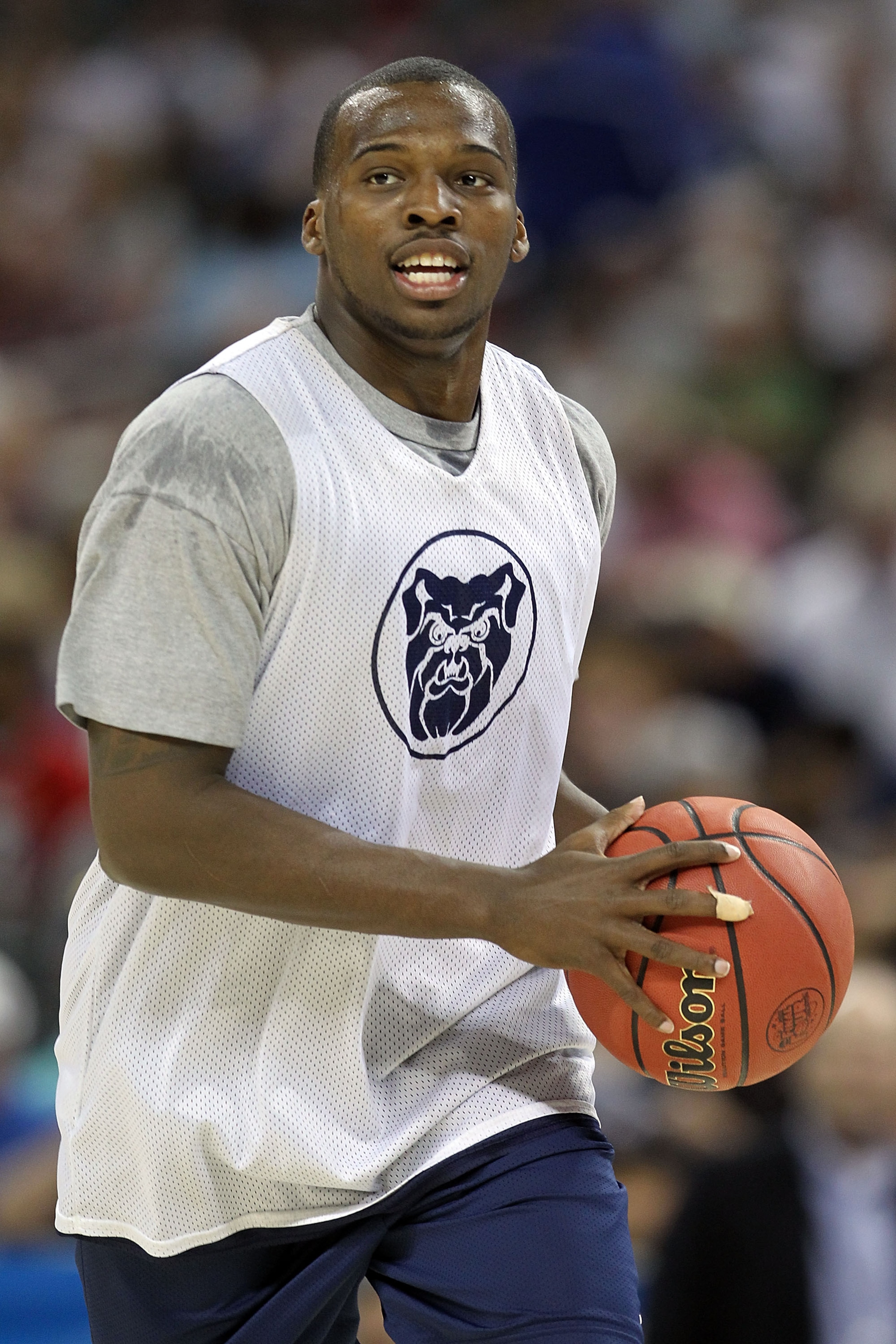 HOUSTON, TX - APRIL 01: Shelvin Mack #1 of the Butler Bulldogs moves the ball during practice prior to the 2011 Final Four of the NCAA Division I Men's Basketball Tournament at Reliant Stadium on April 1, 2011 in Houston, Texas. (Photo by Andy Lyons/Get HOUSTON, TX - APRIL 01: Shelvin Mack #1 of the Butler Bulldogs moves the ball during practice prior to the 2011 Final Four of the NCAA Division I Men's Basketball Tournament at Reliant Stadium on April 1, 2011 in Houston, Texas. (Photo by Andy Lyons/Get