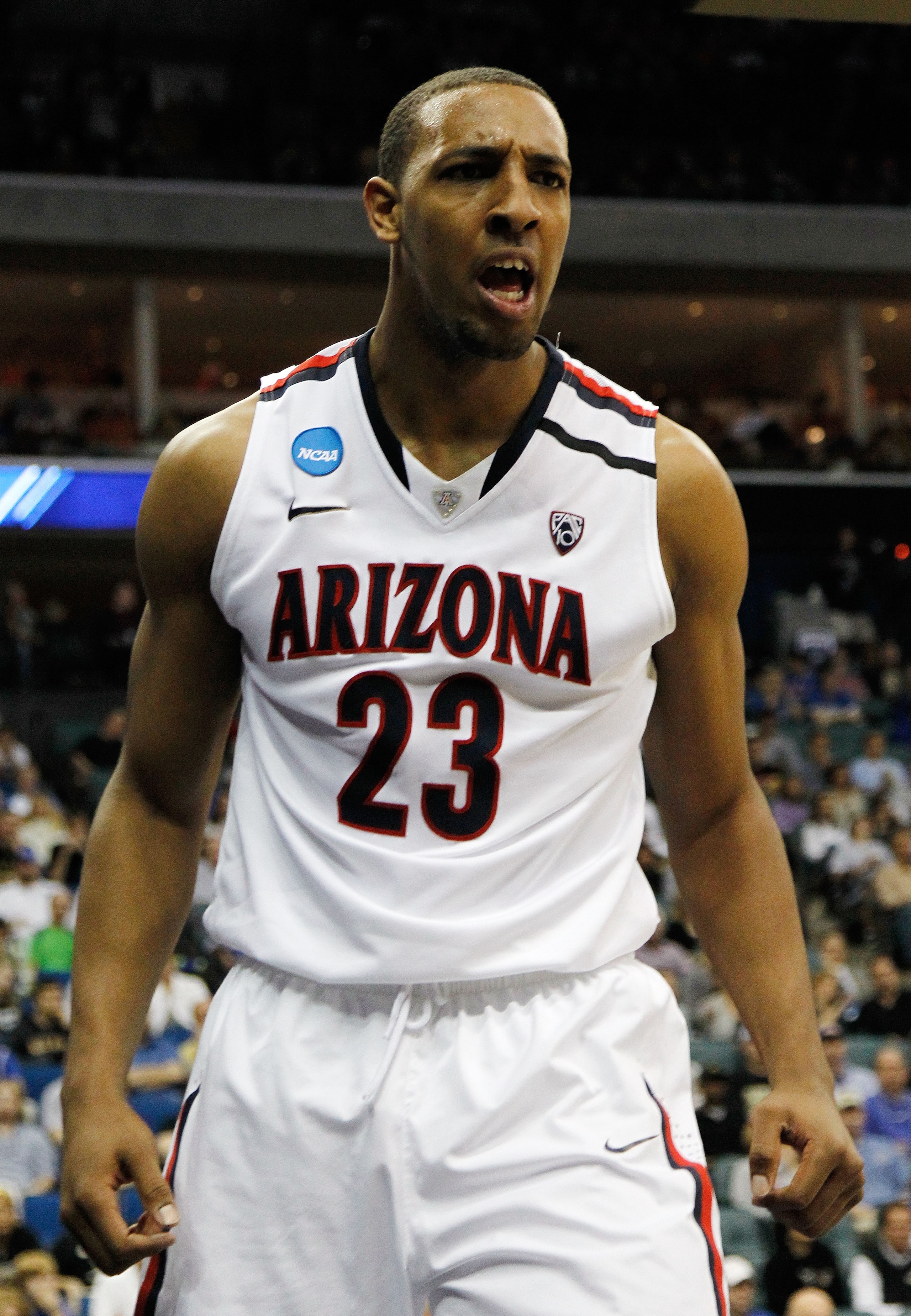 TULSA, OK - MARCH 18:  Derrick Williams #23 of the Arizona Wildcats reacts to a play against the Memphis Tigers during the second round of the 2011 NCAA men's basketball tournament at BOK Center on March 18, 2011 in Tulsa, Oklahoma.  (Photo by Tom Penning