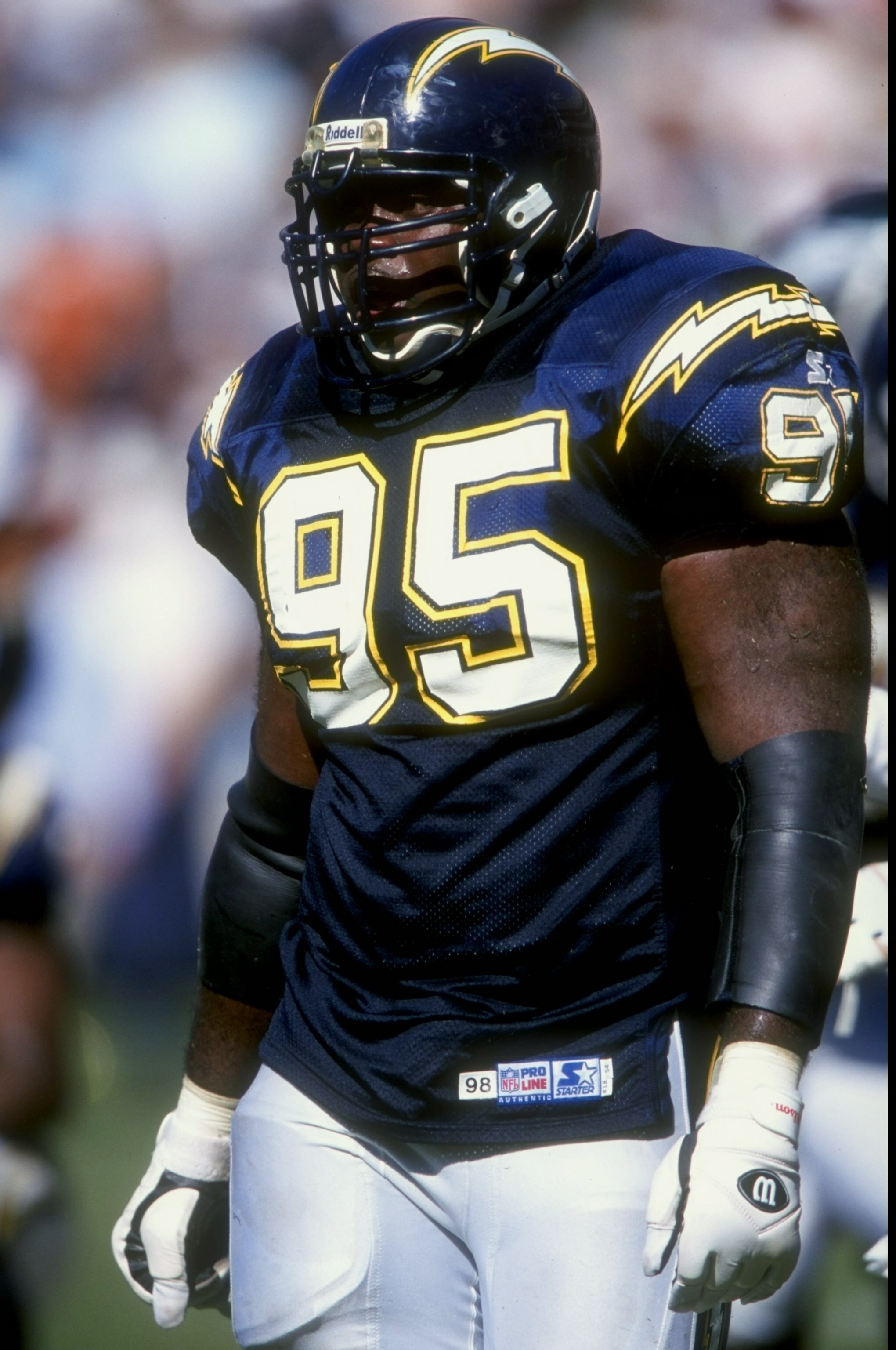 18 Oct 1998:  Defensive end William Fuller #95 of the San Diego Chargers looks on during the game against the Philadelphia Eagles at the Qualcomm Stadium in San Diego, California. The Chargers defeated the Eagles 13-10. Mandatory Credit: Todd Warshaw  /Al