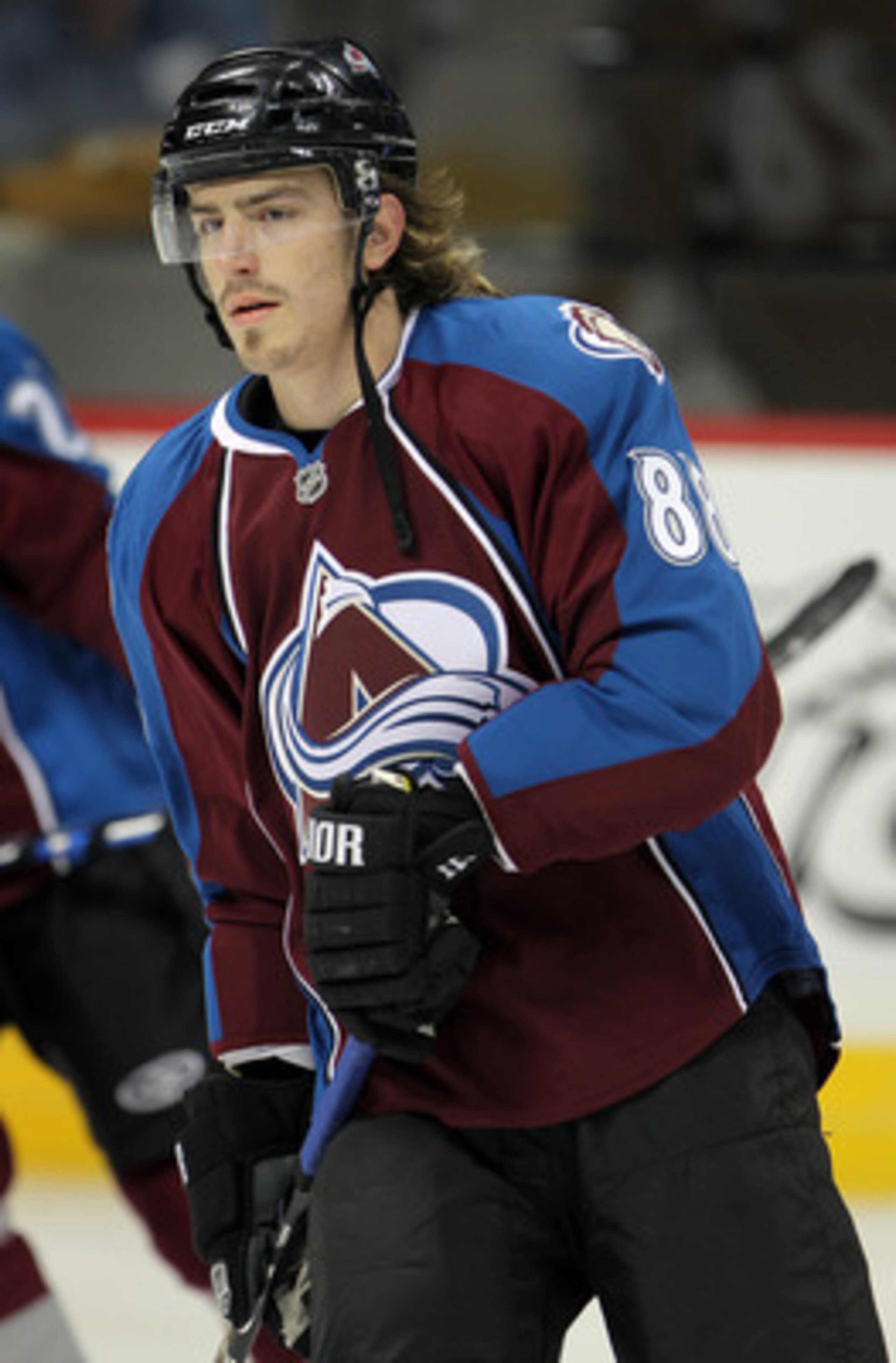 DENVER - SEPTEMBER 22:  Peter Mueller #88 of the Colorado Avalanche skates during warm up prior to facing the Los Angeles Kings during preseason NHL action at the Pepsi Center on September 22, 2010 in Denver, Colorado. The Kings defeated the Avalanche 4-2