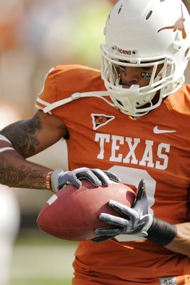 AUSTIN, TX - NOVEMBER 07:  Cornerback Curtis Brown #3 of the Texas Longhorns prepares for a game against the UCF Knights on November 7, 2009 at Darrell K Royal - Texas Memorial Stadium in Austin, Texas.  Texas won 35-3.  (Photo by Brian Bahr/Getty Images)