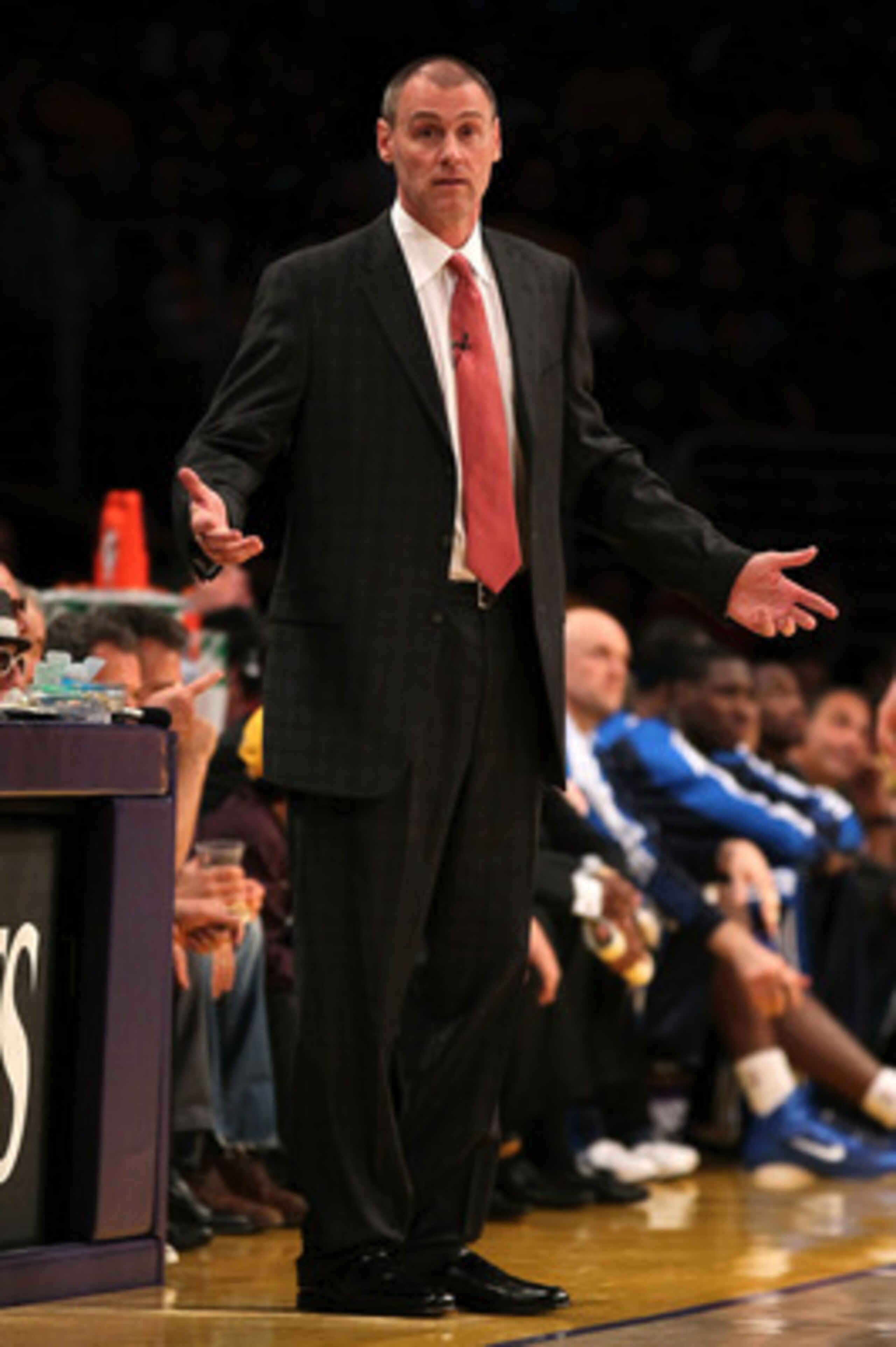 LOS ANGELES, CA - MAY 04:  Head coach Rick Carlisle of the Dallas Mavericks reacts in the first half while taking on the Los Angeles Lakers in Game Two of the Western Conference Semifinals in the 2011 NBA Playoffs at Staples Center on May 4, 2011 in Los A