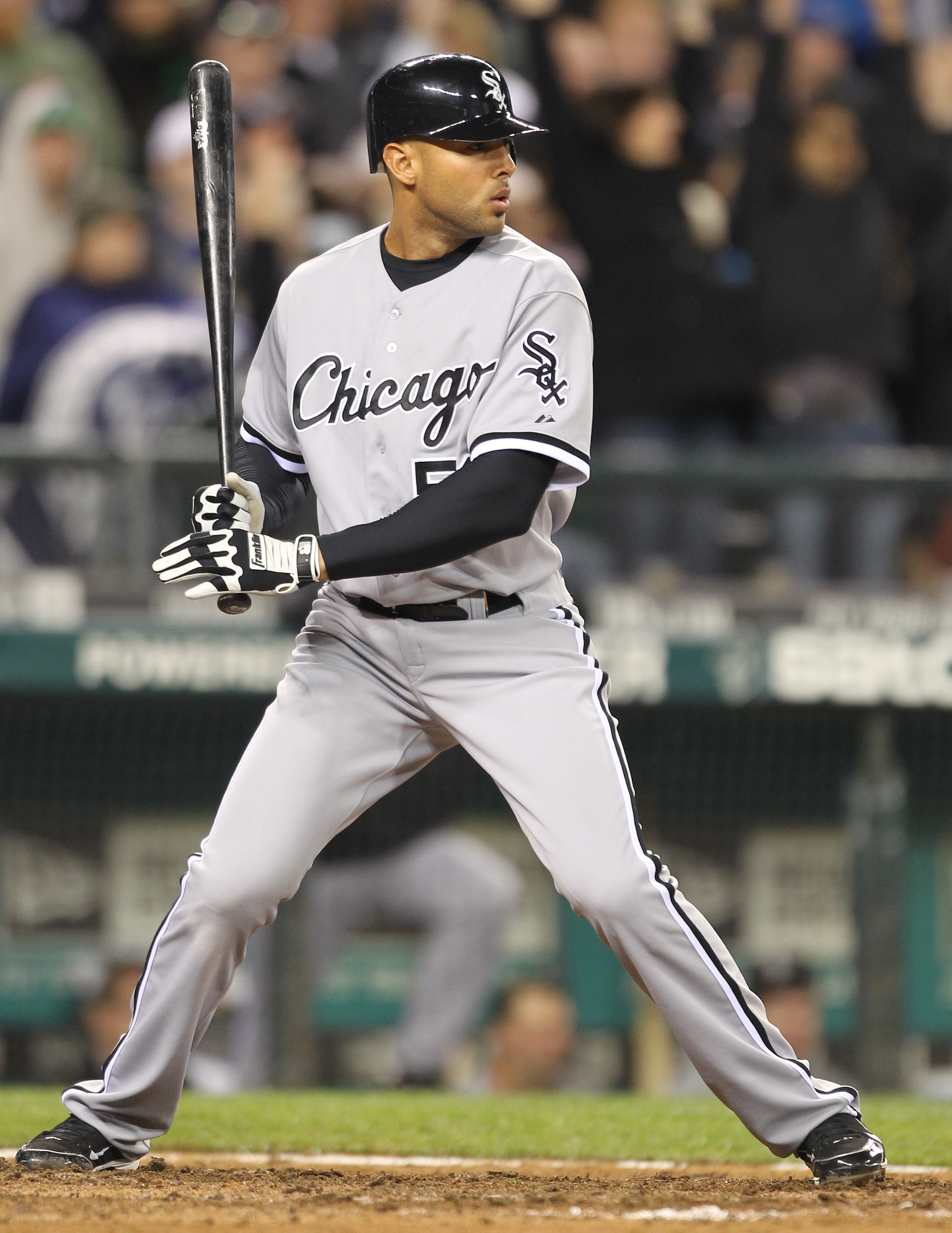 SEATTLE - MAY 06: Alex Rios #51 of the Chicago White Sox bats against the Seattle Mariners at Safeco Field on May 6, 2011 in Seattle, Washington. The Mariners won 3-2. (Photo by Otto Greule Jr/Getty Images) SEATTLE - MAY 06: Alex Rios #51 of the Chicago White Sox bats against the Seattle Mariners at Safeco Field on May 6, 2011 in Seattle, Washington. The Mariners won 3-2. (Photo by Otto Greule Jr/Getty Images)