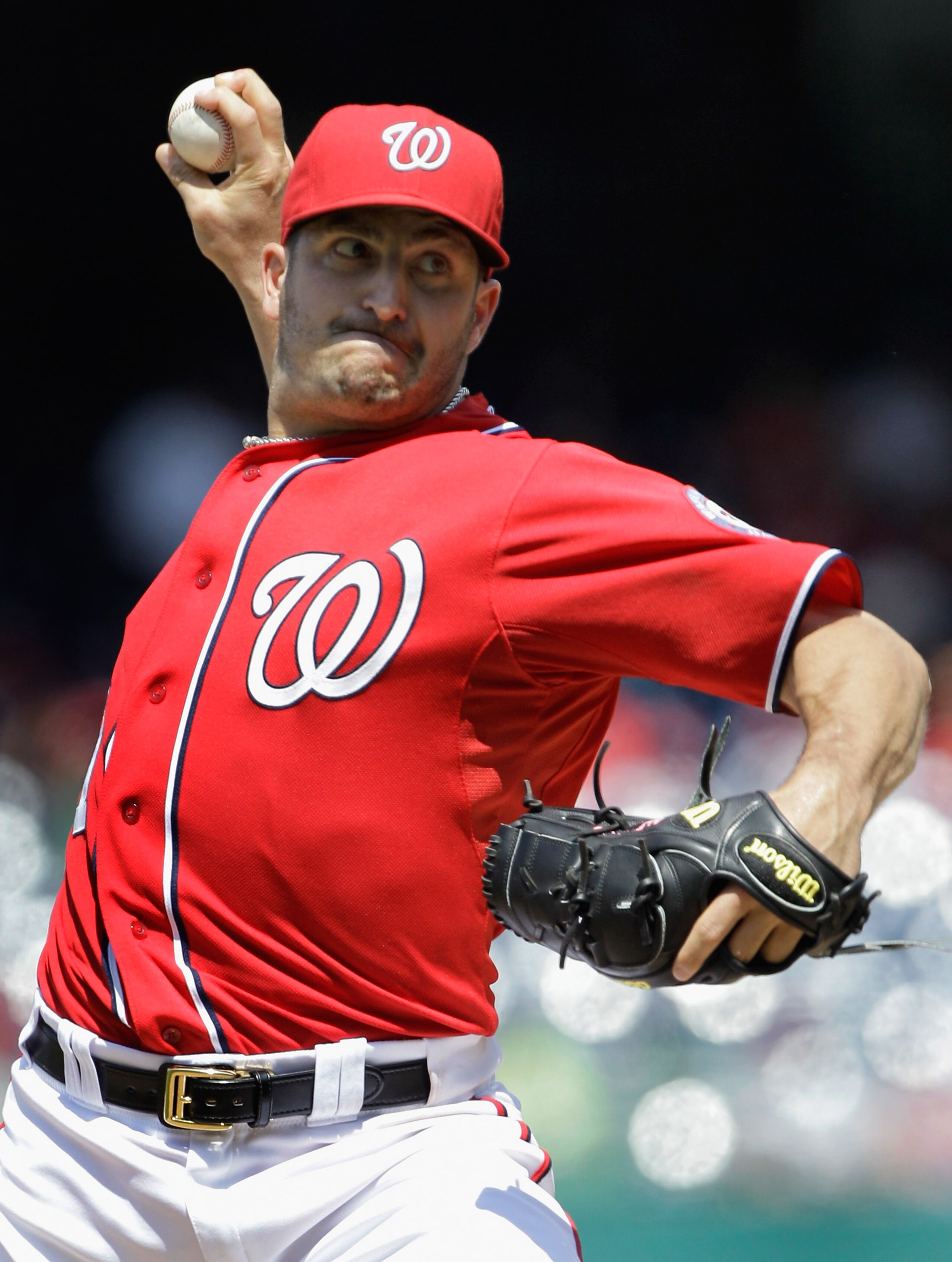 WASHINGTON, DC - MAY 15:  Starting pitcher Jason Marquis #21 of the Washington Nationals delivers to a Florida Marlins batter during the third inning at Nationals Park on May 15, 2011 in Washington, DC.  (Photo by Rob Carr/Getty Images)