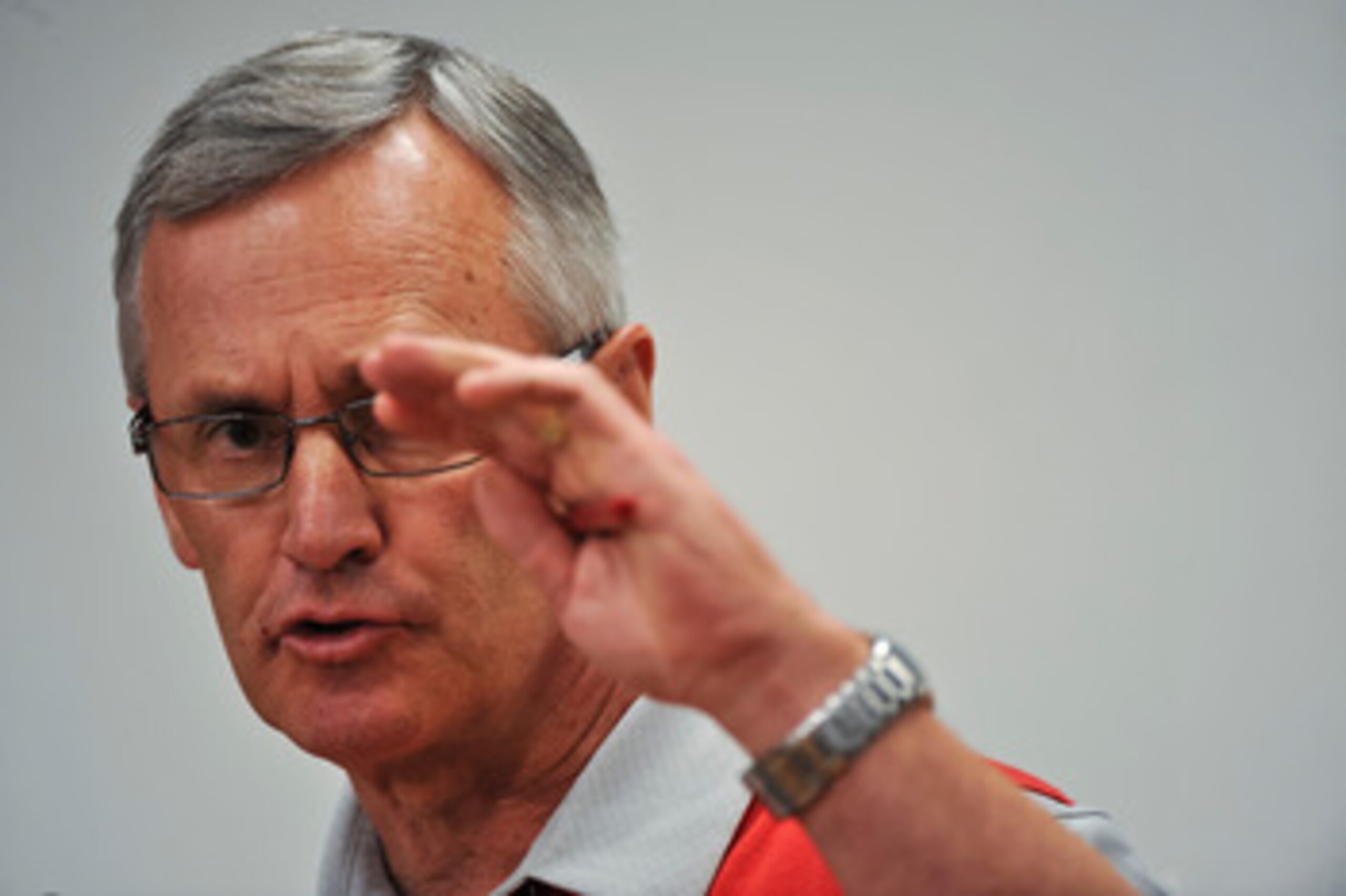 COLUMBUS, OH - MARCH 30:  Head Coach Jim Tressel speaks to the media during a press conference before the start of Spring practices at the Woody Hayes Athletic Center at The Ohio State University on March 30, 2011 in Columbus, Ohio. (Photo by Jamie Sabau/