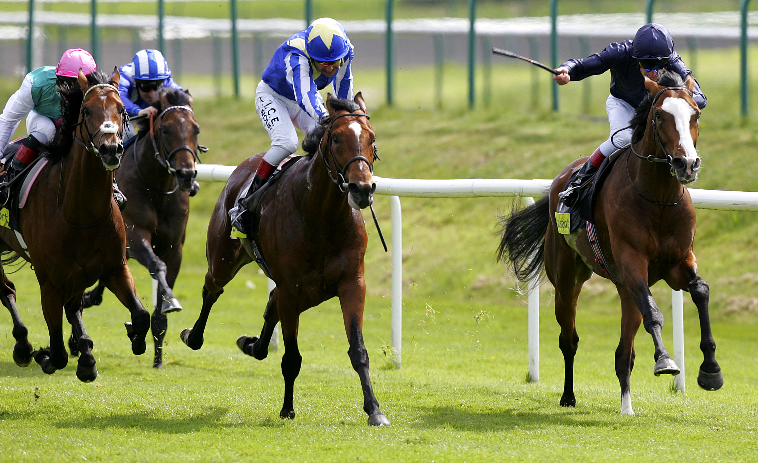 LINGFIELD, ENGLAND - MAY 09:  Age of Aquarius ridden by John Murtagh wins The Totesport.com Derby Trial Stakes (Class 1) race during the race meeting at Lingfield Park on May 09, 2009 in Lingfield, England. (Photo by Tom Dulat/Getty Images)