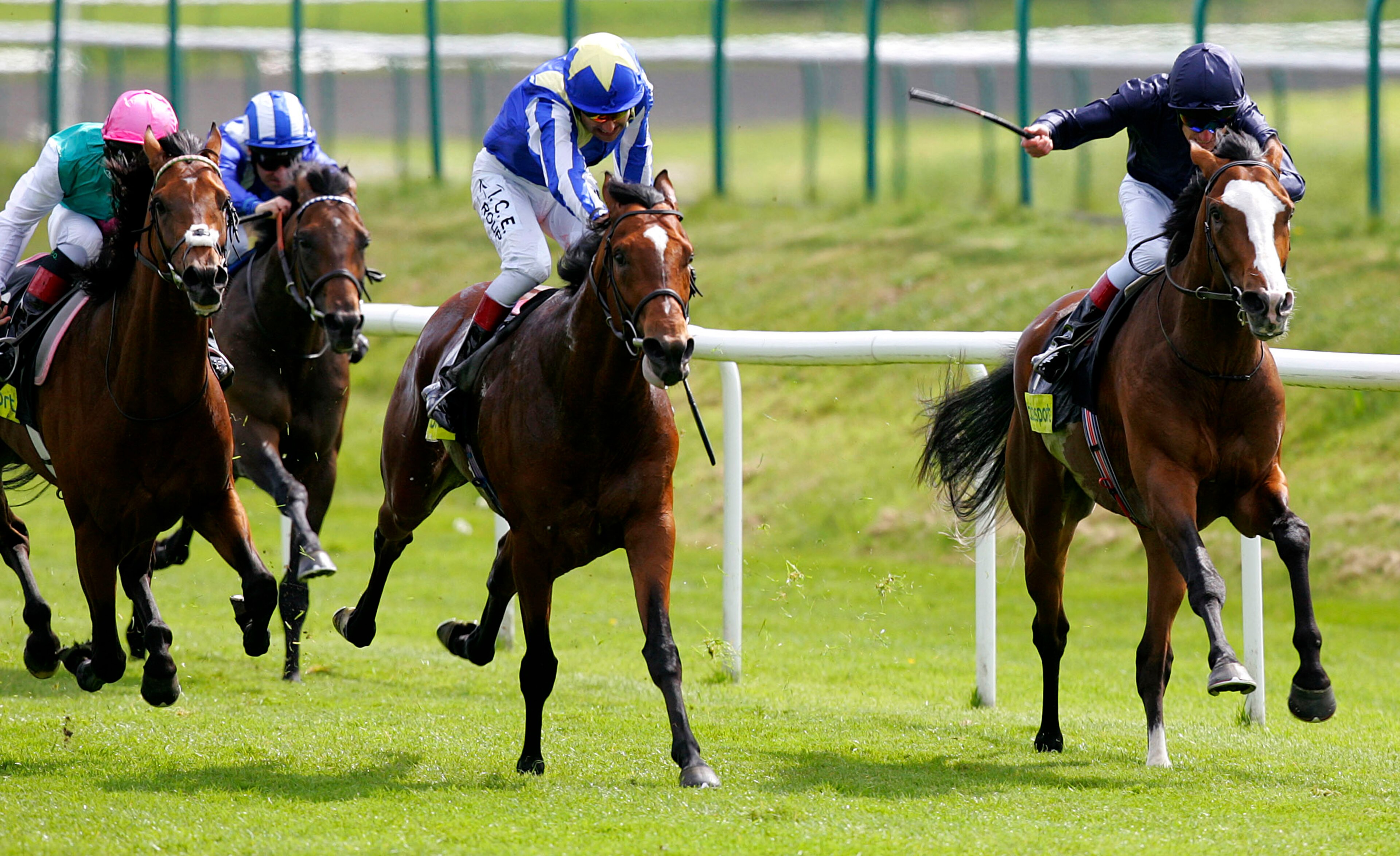 LINGFIELD, ENGLAND - MAY 09:  Age of Aquarius ridden by John Murtagh wins The Totesport.com Derby Trial Stakes (Class 1) race during the race meeting at Lingfield Park on May 09, 2009 in Lingfield, England. (Photo by Tom Dulat/Getty Images)