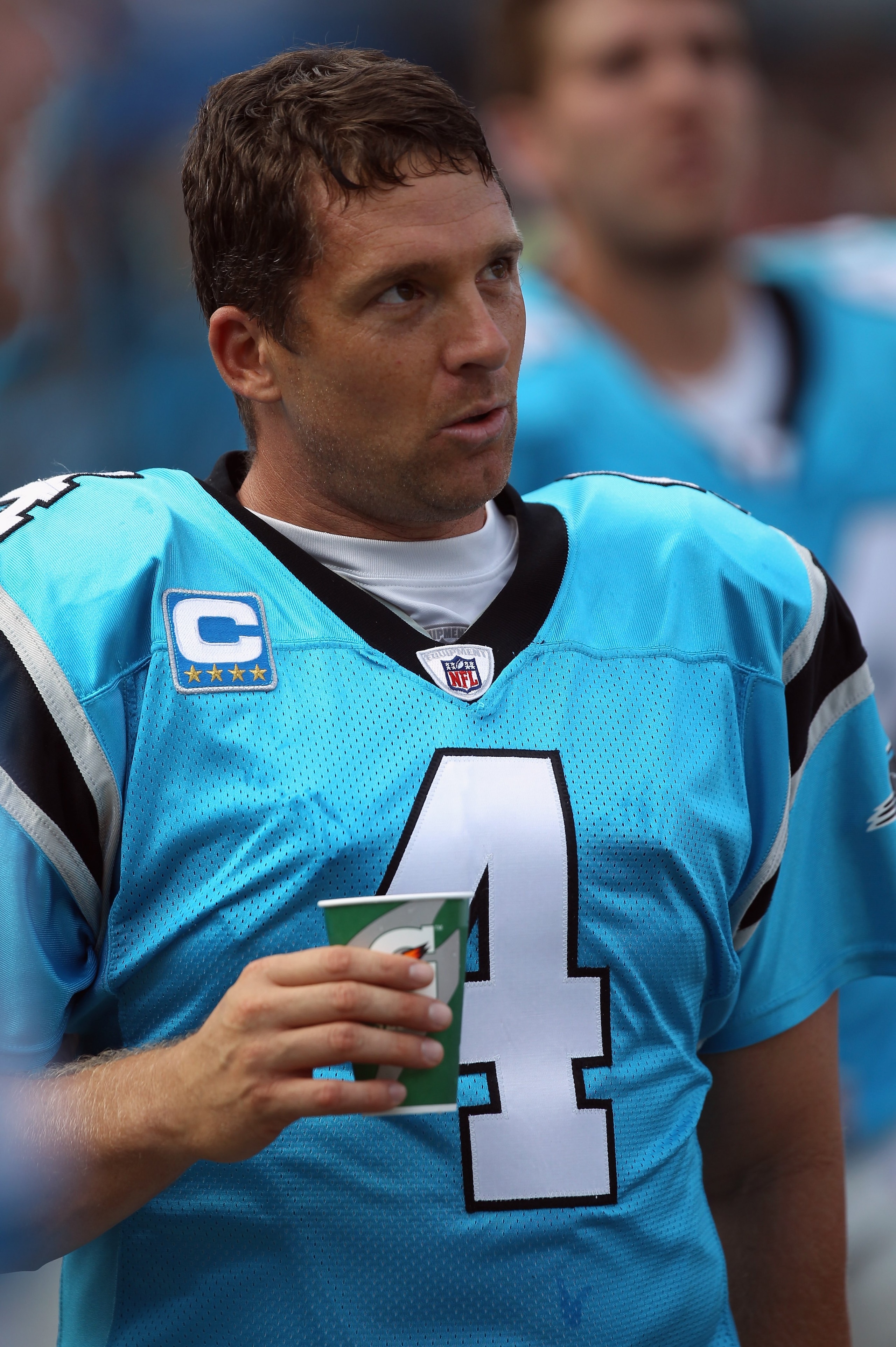 CHARLOTTE, NC - OCTOBER 24:  John Kasay #4 of the Carolina Panthers against the San Francisco 49ers during their game at Bank of America Stadium on October 24, 2010 in Charlotte, North Carolina.  (Photo by Streeter Lecka/Getty Images)