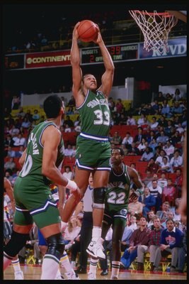 1989:  Forward Randy White of the Dallas Mavericks grabs the rebound during a game against the Denver Nuggets at McNichols Arena in Denver, Colorado. Mandatory Credit: Tim de Frisco  /Allsport