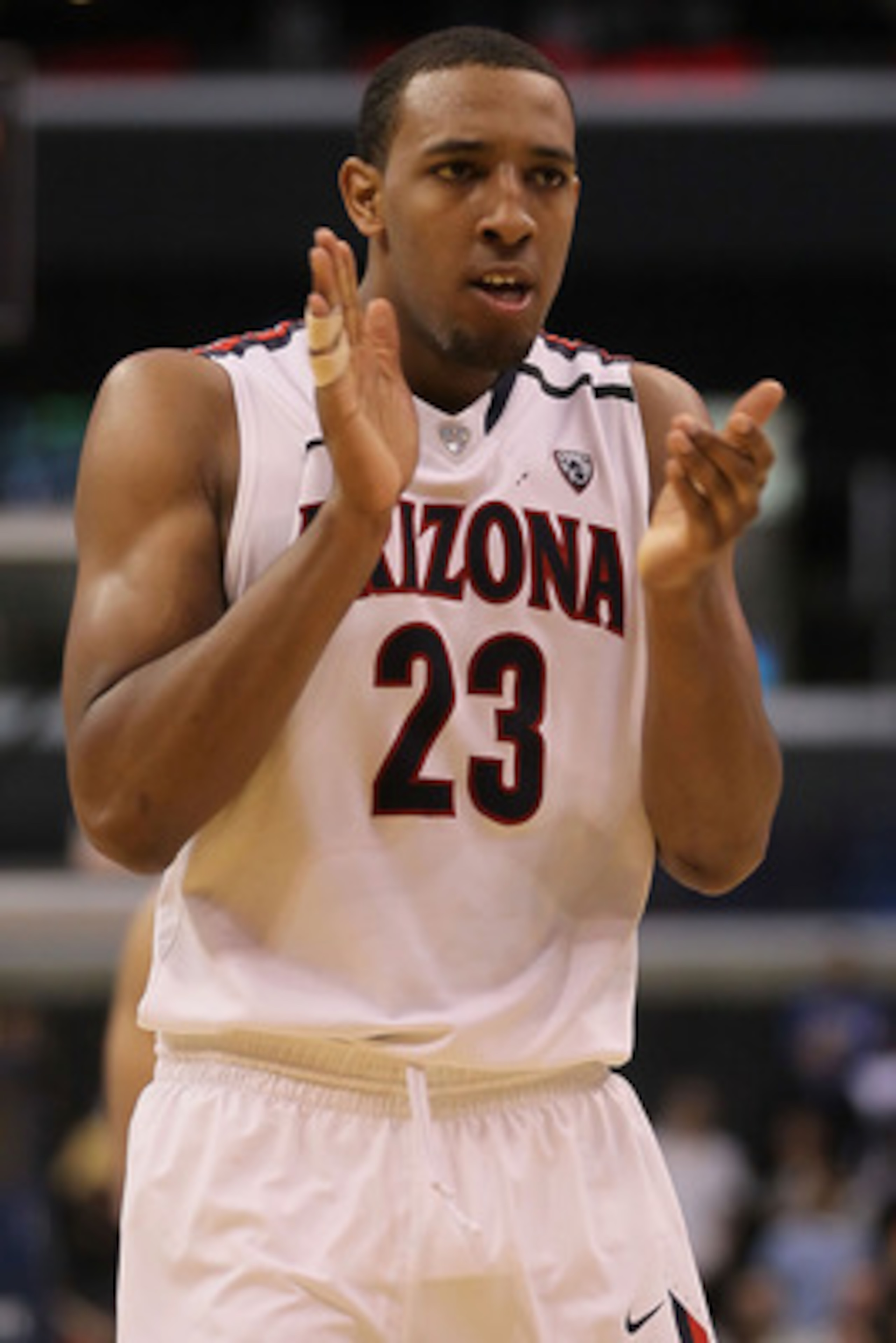 LOS ANGELES, CA - MARCH 12:  Derrick Williams #23 of the Arizona Wildcats reacts in the second half while taking on the Washington Huskies in the championship game of the 2011 Pacific Life Pac-10 Men's Basketball Tournament at Staples Center on March 12, 