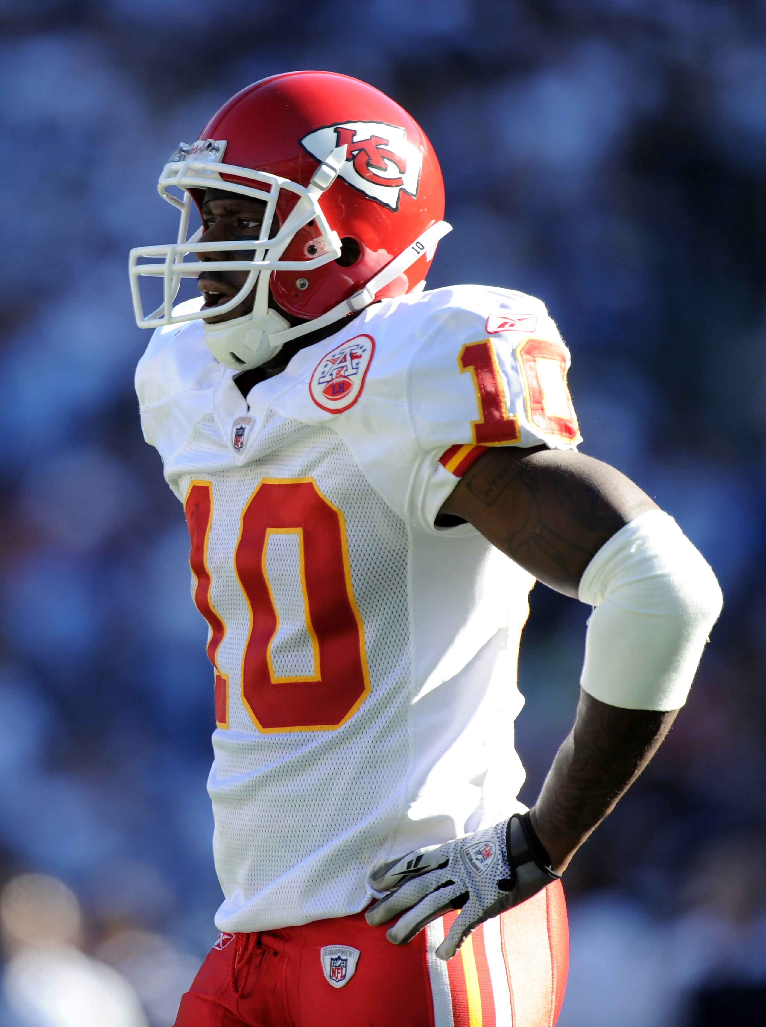 SAN DIEGO, CA - DECEMBER 12:  Terrance Copper #10 of the Kansas City Chiefs waits at the line of scrimmage against the San Diego Chargers at Qualcomm Stadium on December 12, 2010 in San Diego, California.  (Photo by Harry How/Getty Images)