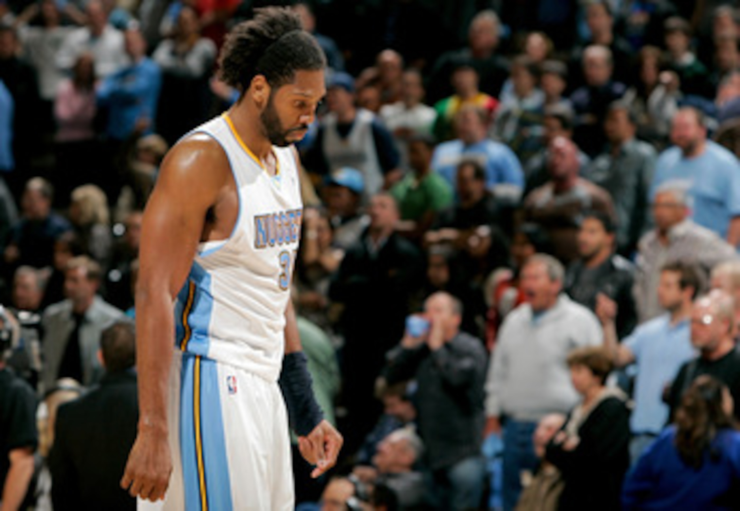 DENVER, CO - APRIL 23:  Nene #31 of the Denver Nuggets walks off the court following a 97-94 loss to the Oklahoma City Thunder in Game Three of the Western Conference Quarterfinals in the 2011 NBA Playoffs at Pepsi Center on April 23, 2011 in Denver, Colo