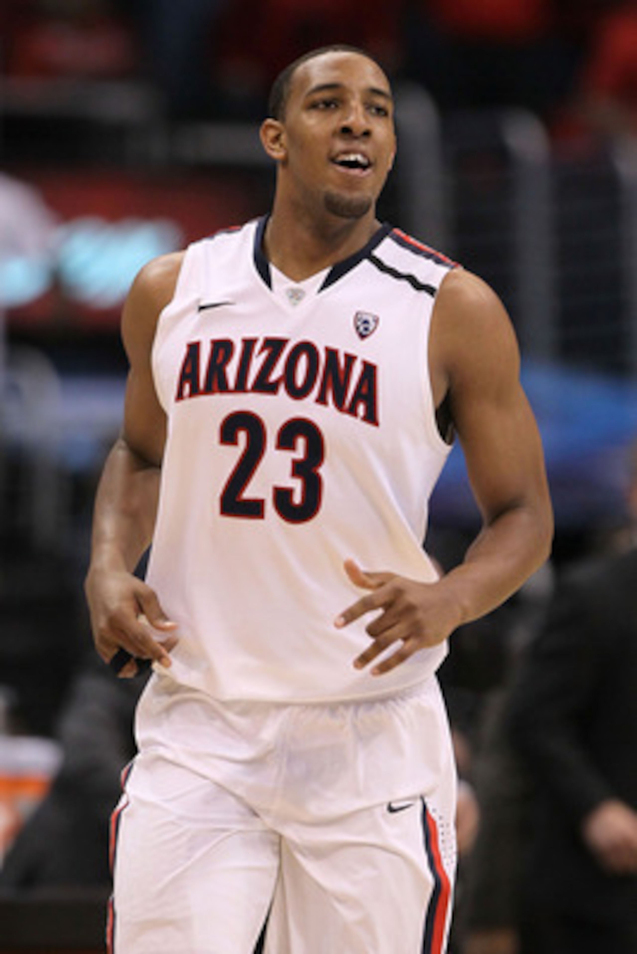 LOS ANGELES, CA - MARCH 10:  Derrick Williams #23 of the Arizona Wildcats reacts in the second half while taking on the Oregon State Beavers in the quarterfinals of the 2011 Pacific Life Pac-10 Men's Basketball Tournament at Staples Center on March 10, 20