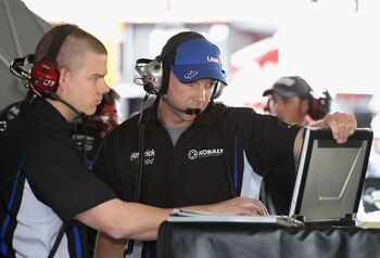 AVONDALE, AZ - FEBRUARY 25:  Crew chief Chad Knaus works in the garage area during practice for the Subway Fresh Fit 500 at Phoenix International Raceway on February 25, 2011 in Avondale, Arizona.  (Photo by Christian Petersen/Getty Images for NASCAR)